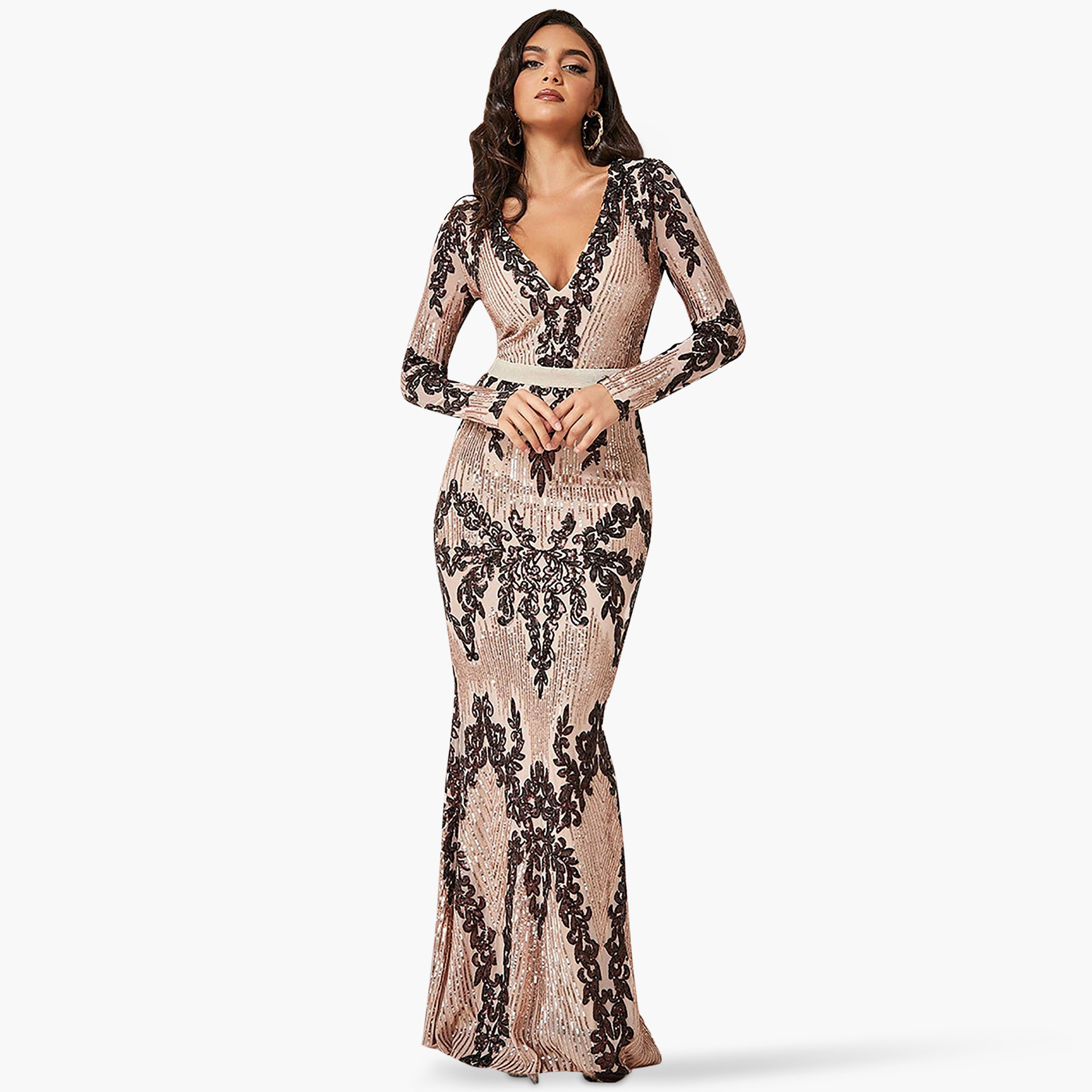 فستان بوديكون ماكسي برقبة بلونج مع سكوینس من جوديفا-women-clothing-dresses-image-1