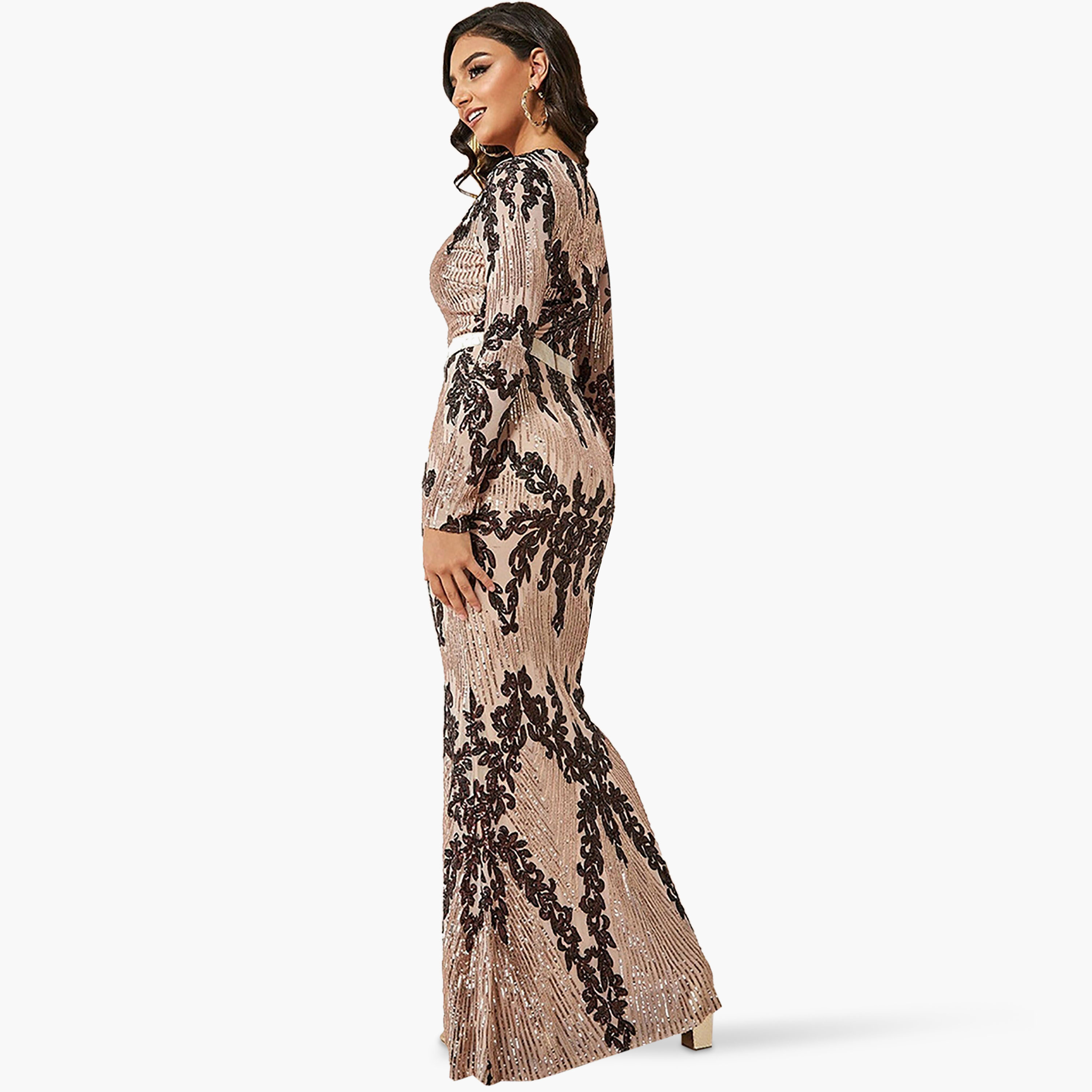 فستان بوديكون ماكسي برقبة بلونج مع سكوینس من جوديفا-women-clothing-dresses-image-2