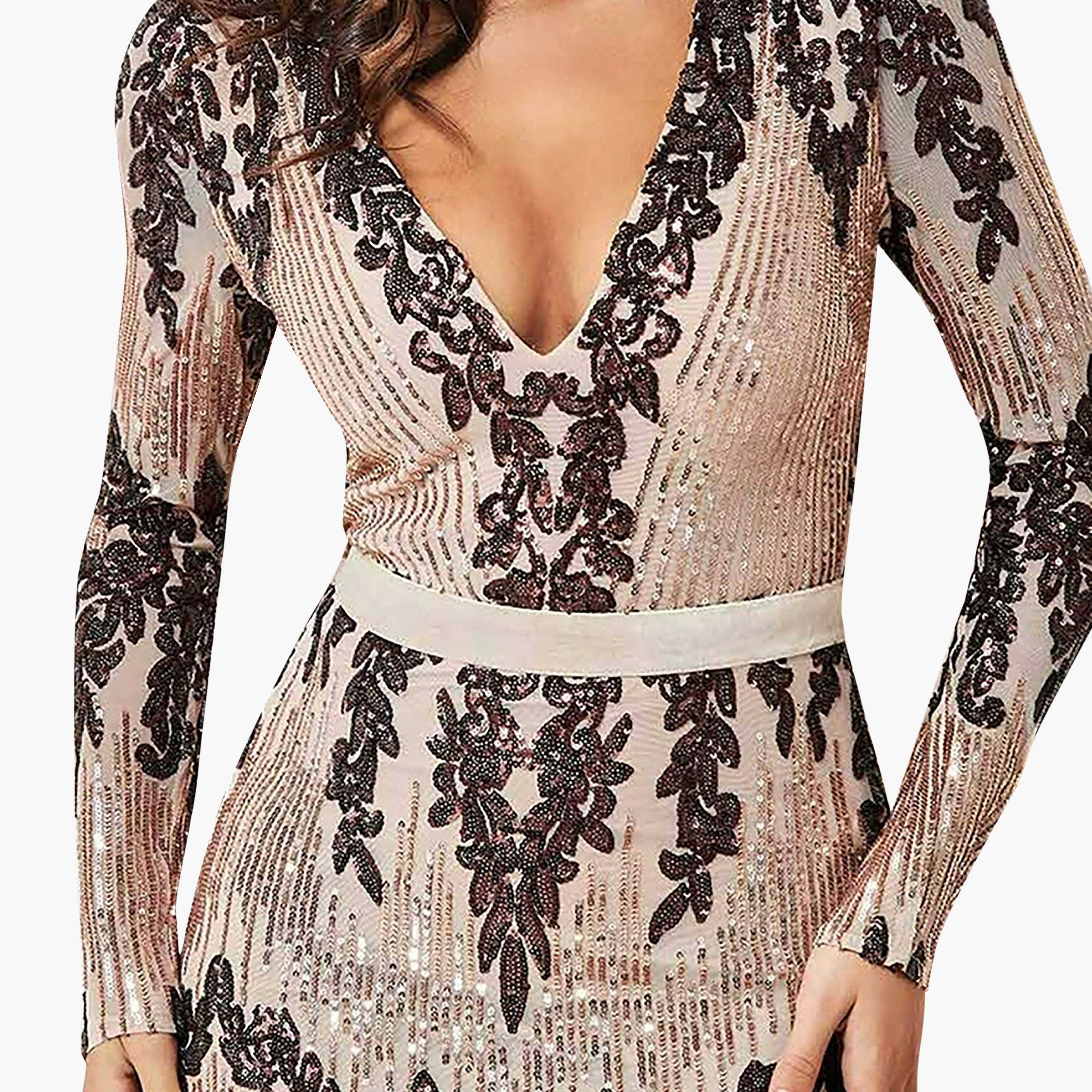 فستان بوديكون ماكسي برقبة بلونج مع سكوینس من جوديفا-women-clothing-dresses-image-3