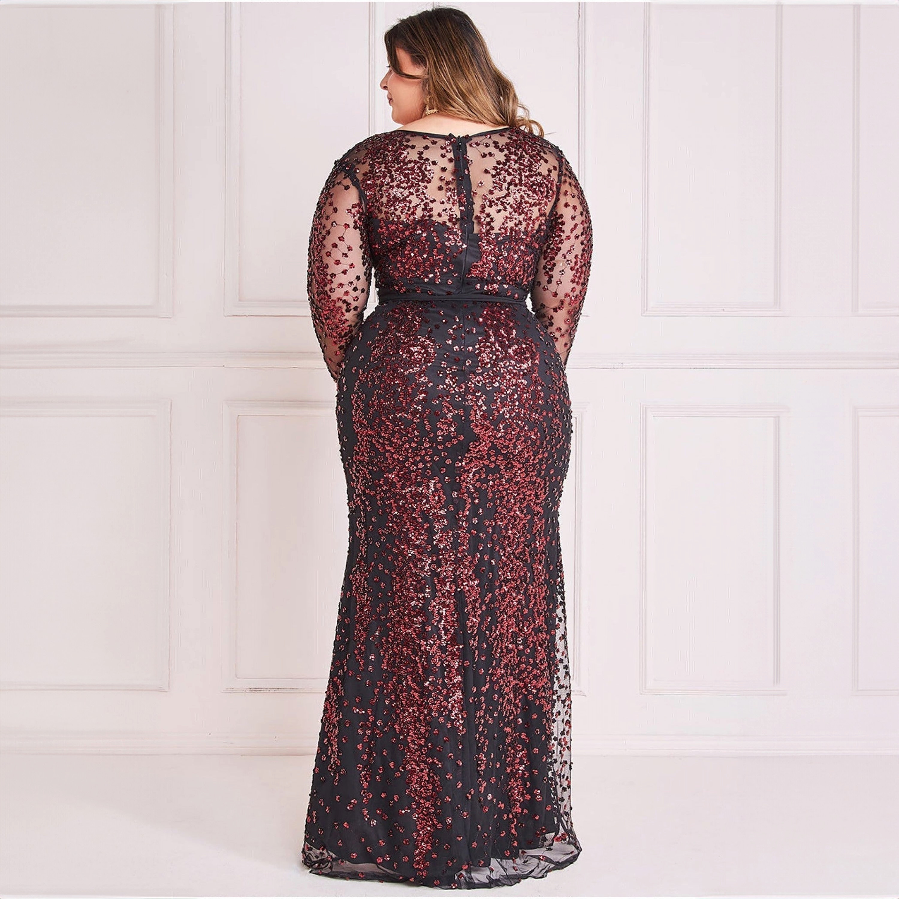 Goddiva Plus Size Sequins V-Neck Maxi Dress-women-clothing-dresses-image-4
