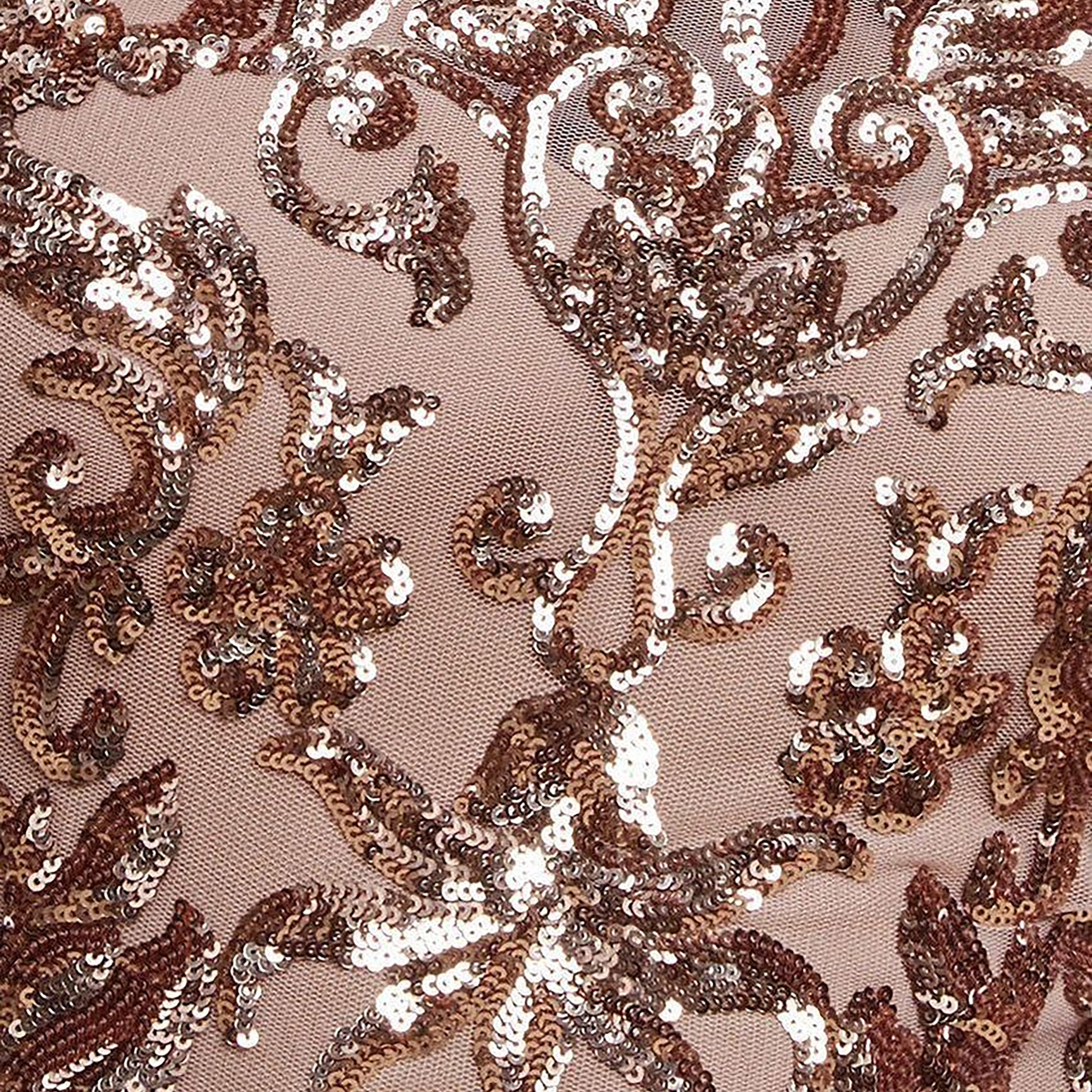 Goddiva Sequins One Shoulder Neck Sheer Flared Sleeve Evening Women's Mermaid Gown-women-clothing-dresses-image-3