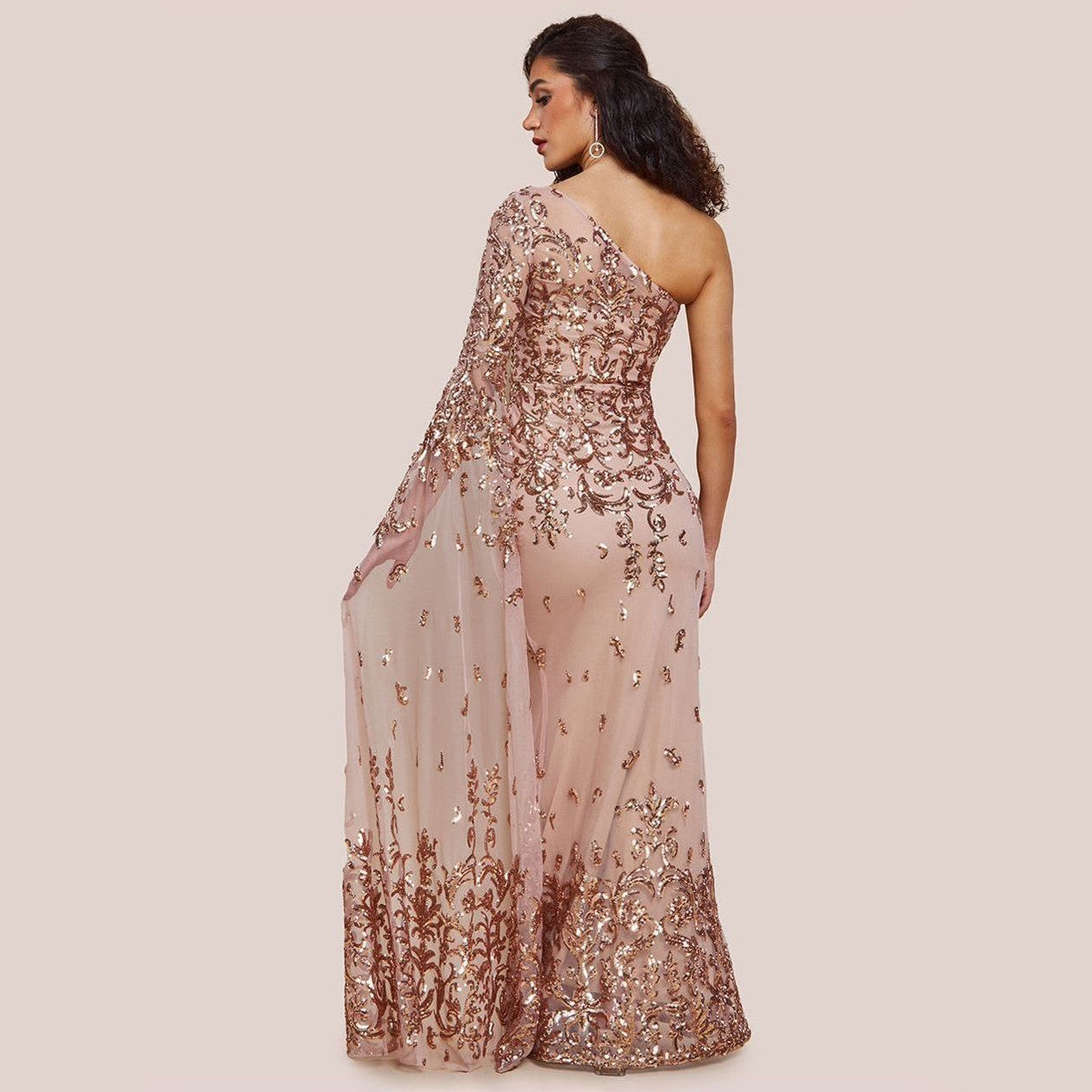 فستان النسائي الشفاف ذو الكتف الواحد والأكمام الواسعة والمزين بالترتر من جوديفا-women-clothing-dresses-image-12