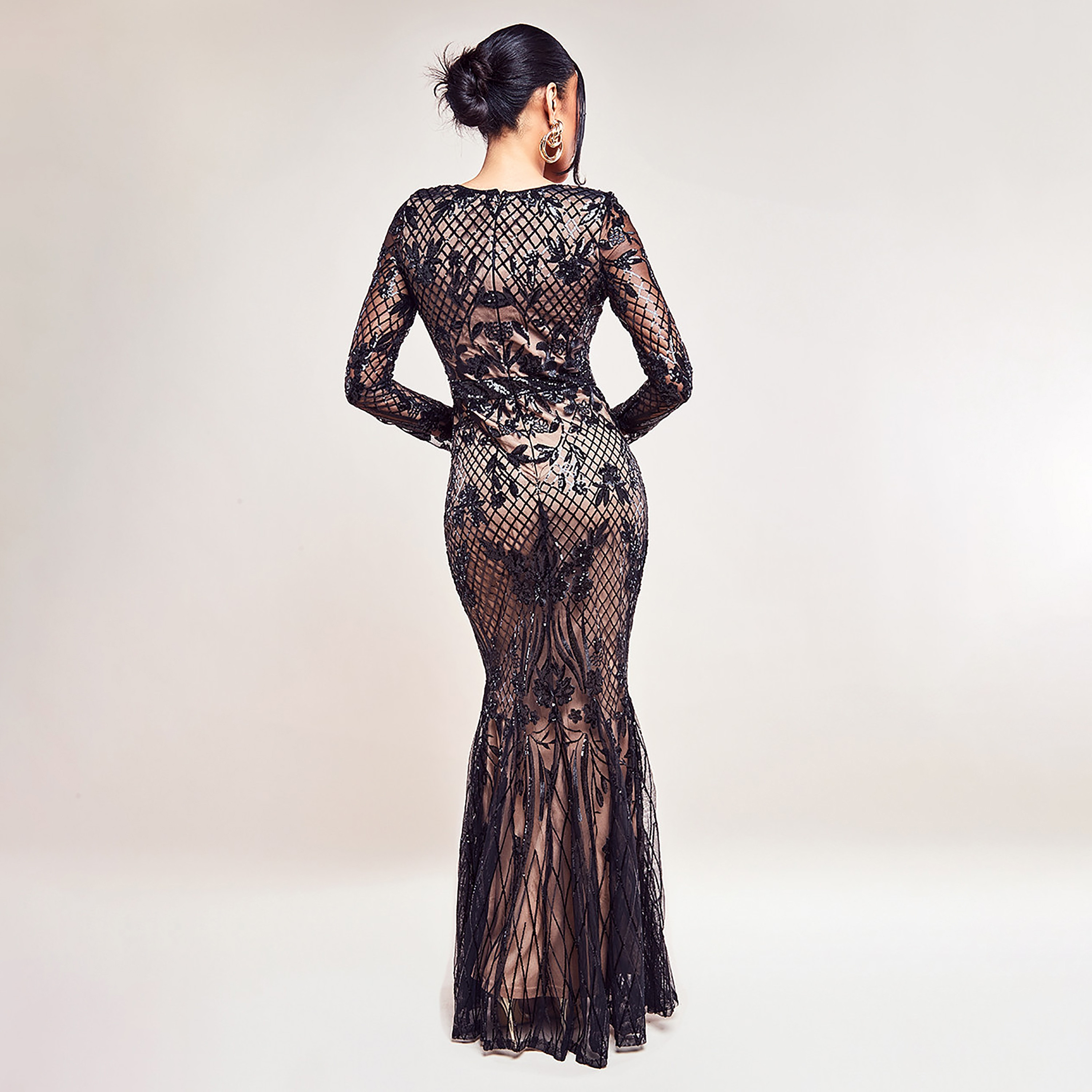 Goddiva Sequins V-Neck Bodycon Maxi Dress-women-clothing-dresses-image-4