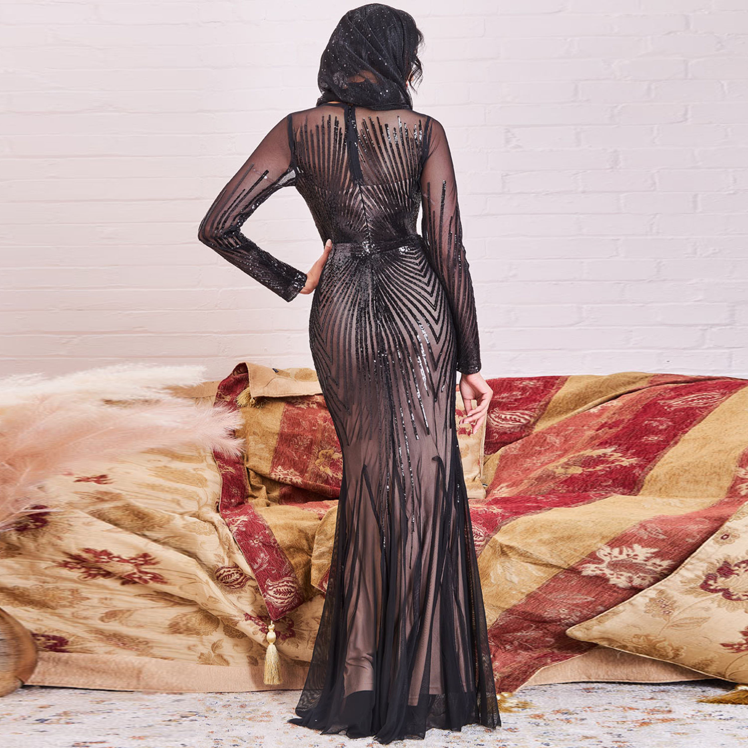 Goddiva Sequins Round Neck Maxi Dress-women-clothing-dresses-image-2
