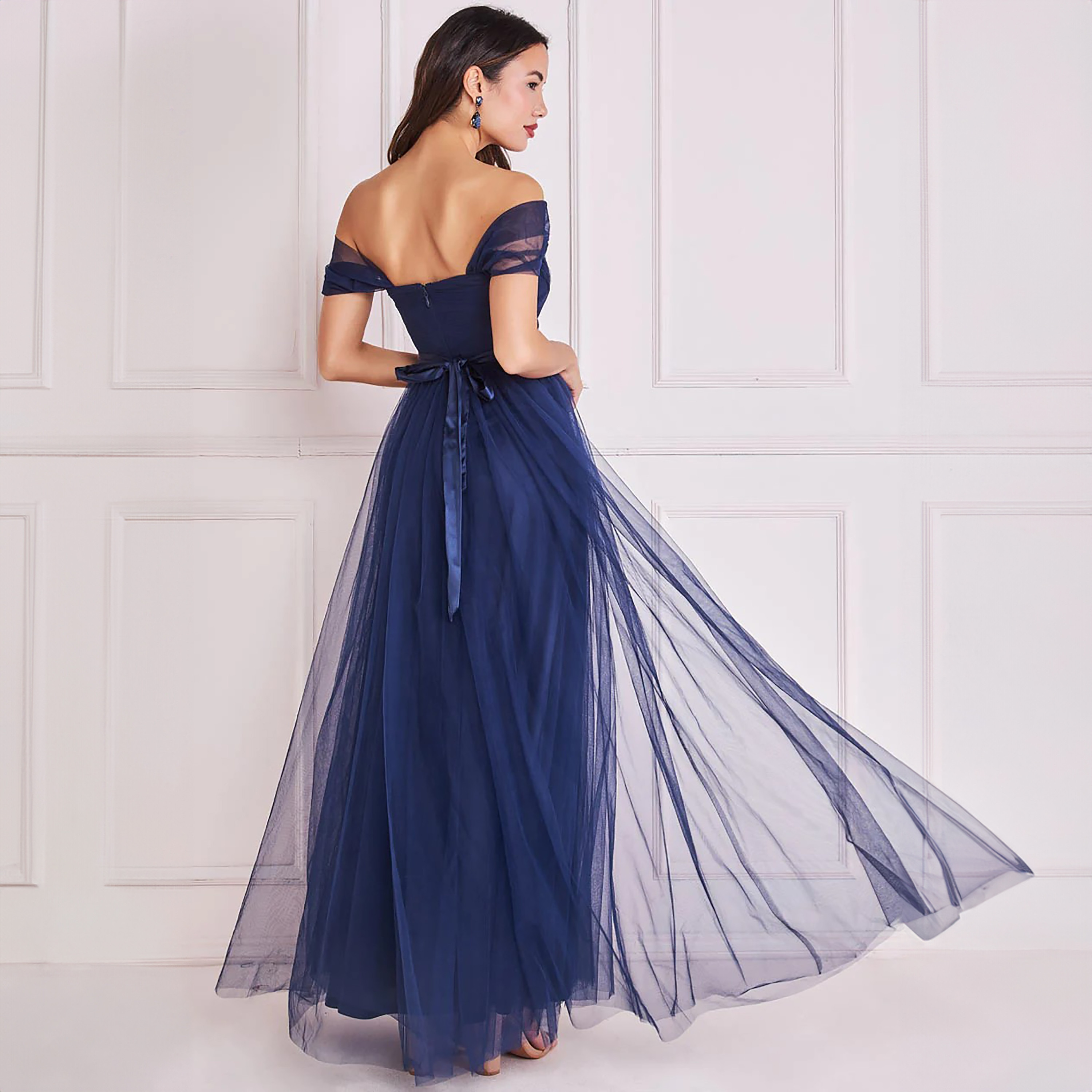 Goddiva Mesh Bardot Neck Off Shoulder Maxi Dress-women-clothing-dresses-image-4