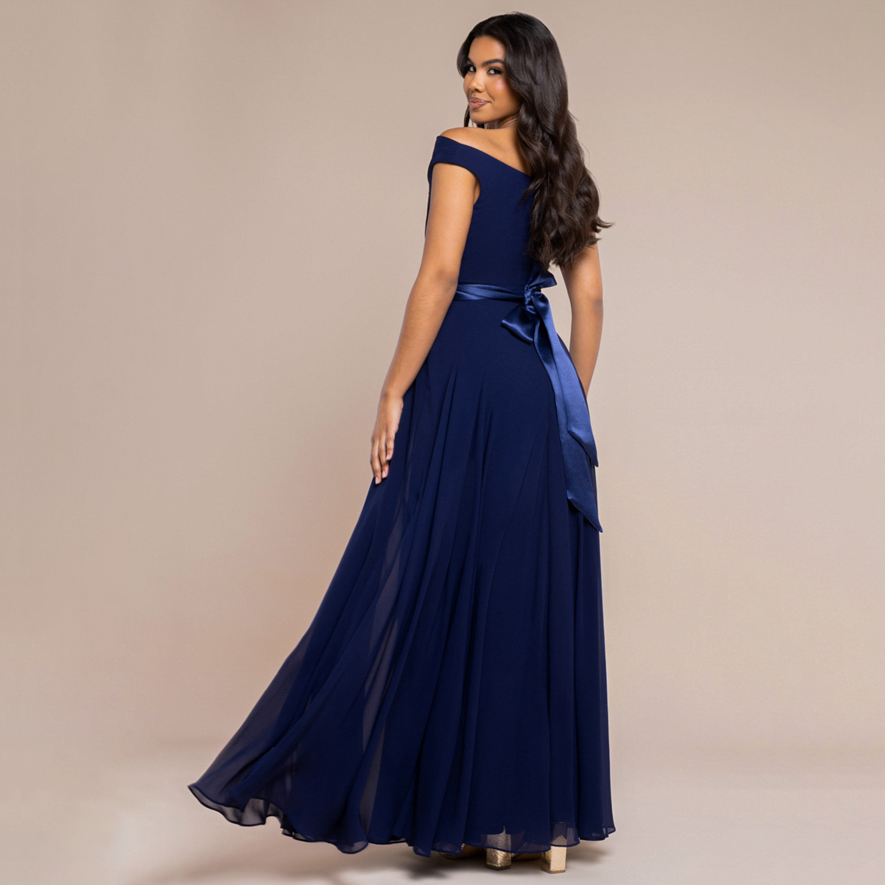 فستان سهرة نسائي ماكسي واسع بياقة بأسلوب درابيه من جوديفا-women-clothing-dresses-image-3