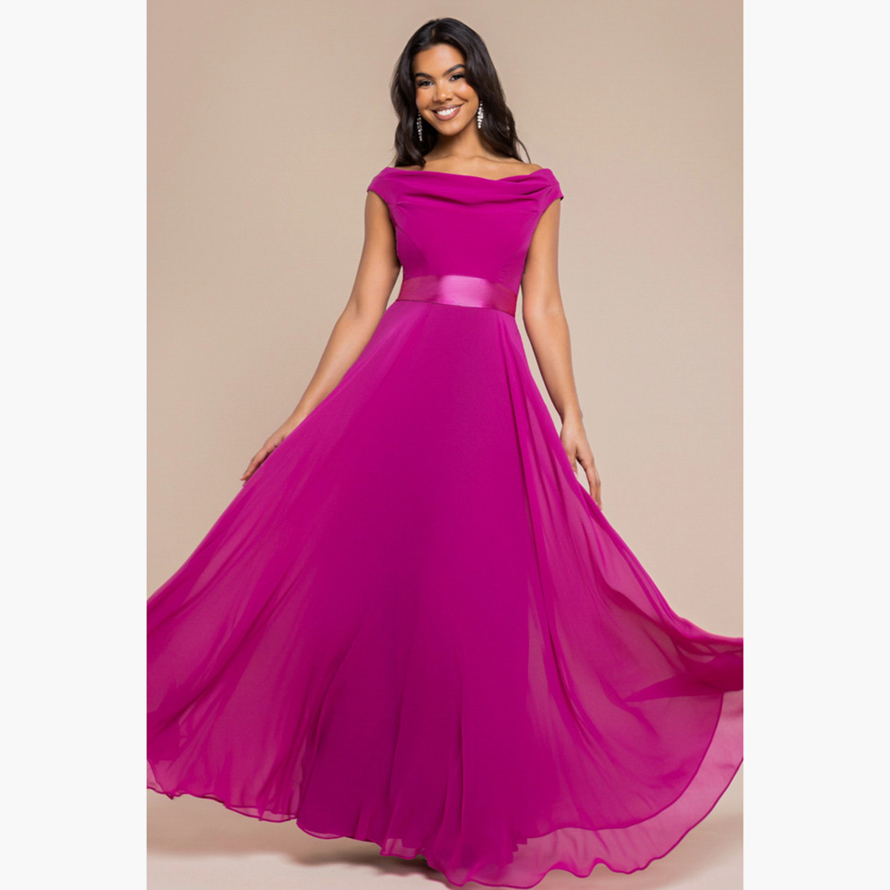 Goddiva Cowl Neck Flared Women's Evening Maxi Dress-women-clothing-dresses-image-1