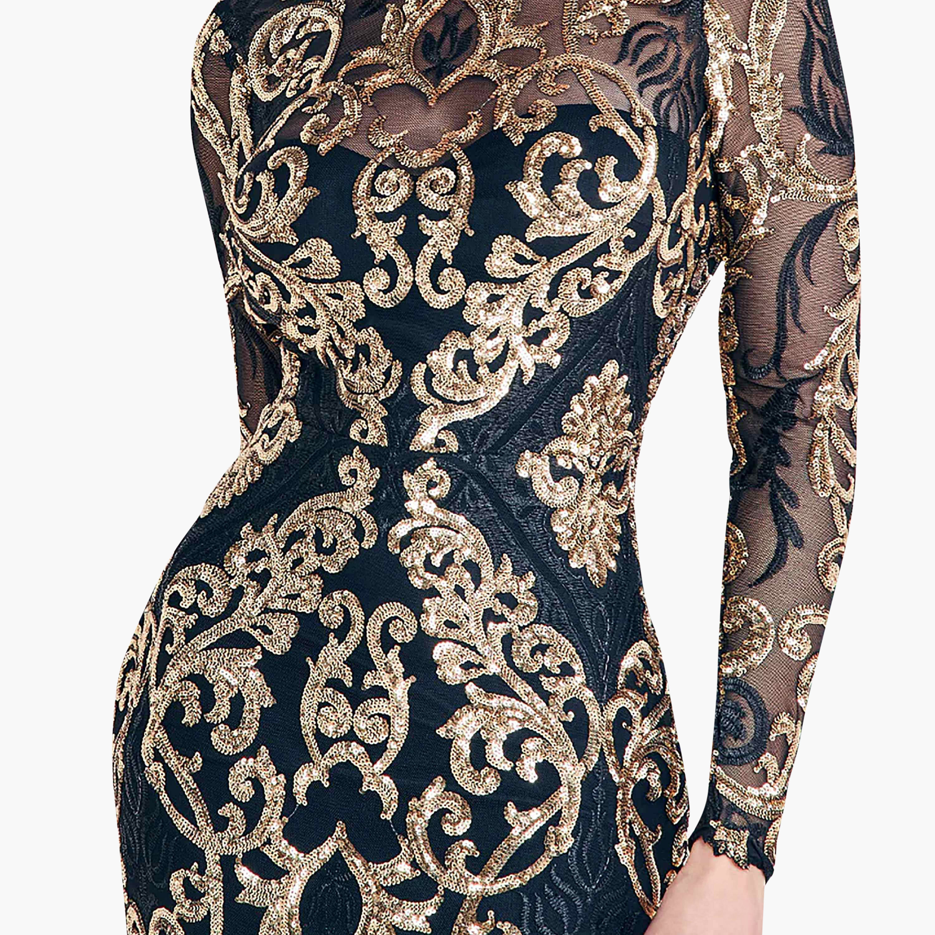 Goddiva Sequins Boat Neck Bodycon Maxi Dress-women-clothing-dresses-image-3