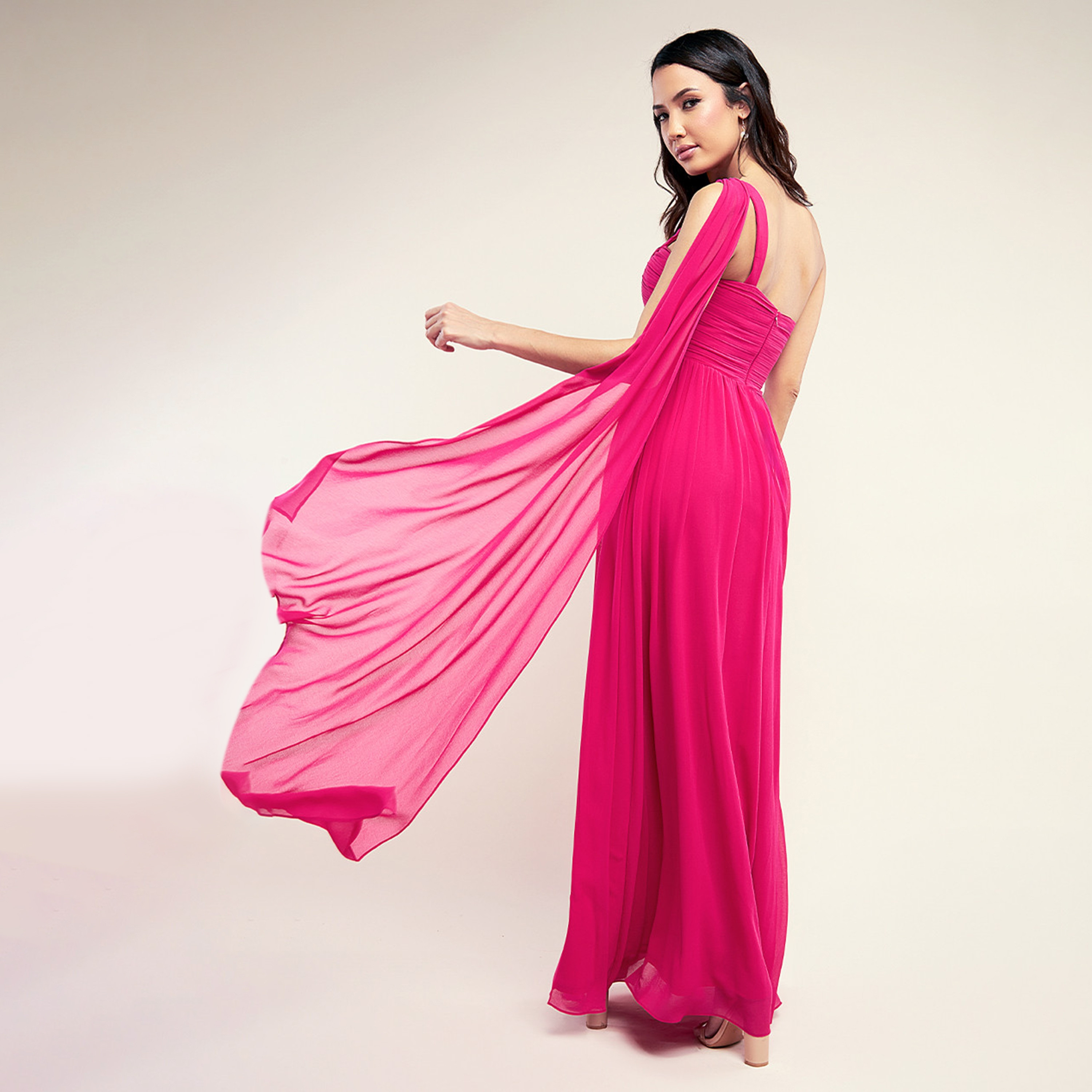 Goddiva One Shoulder Pleated Scarf Maxi Dress-women-clothing-dresses-image-4