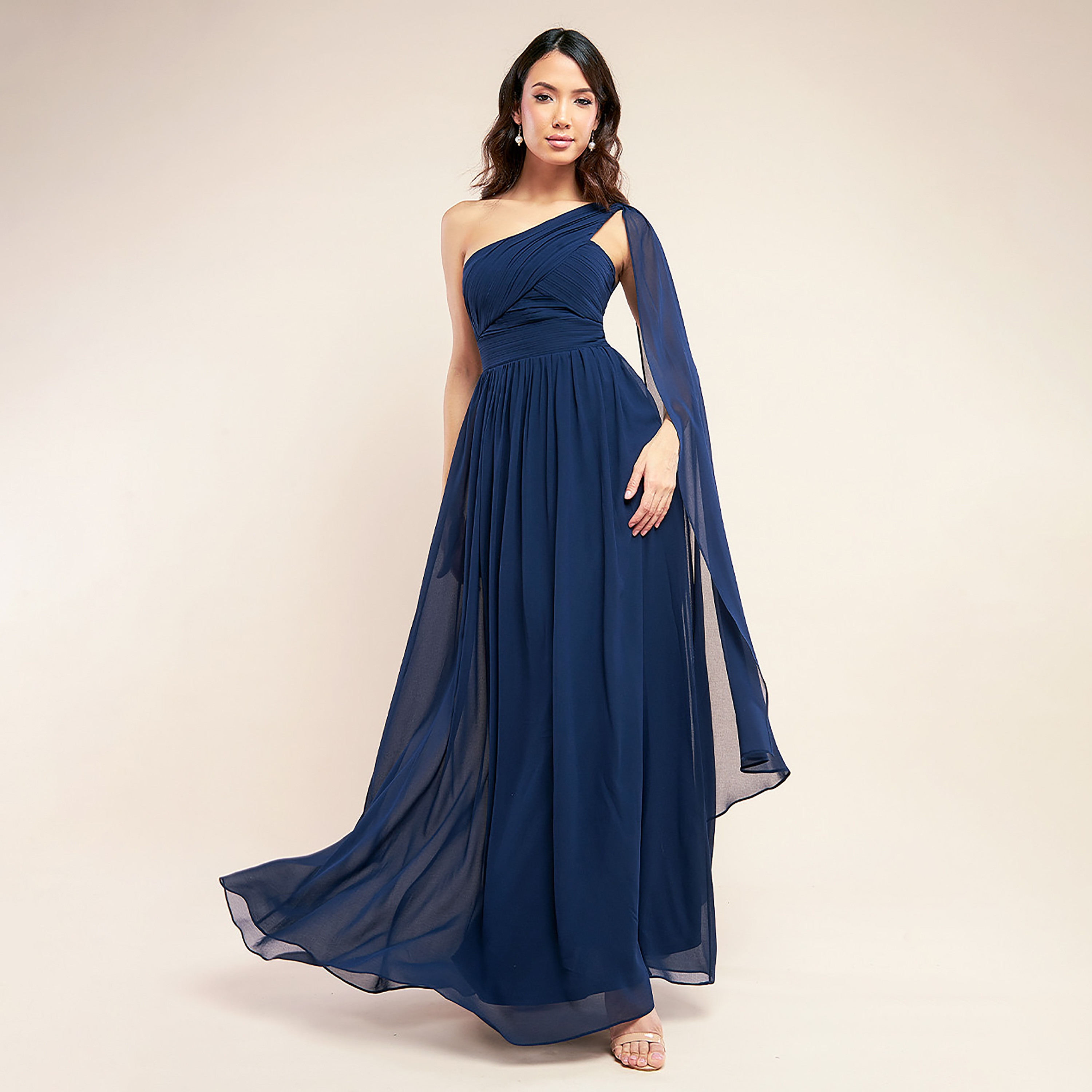 فستان ماكسي بكتف واحد مع وشاح بطيات من جوديفا-women-clothing-dresses-image-1