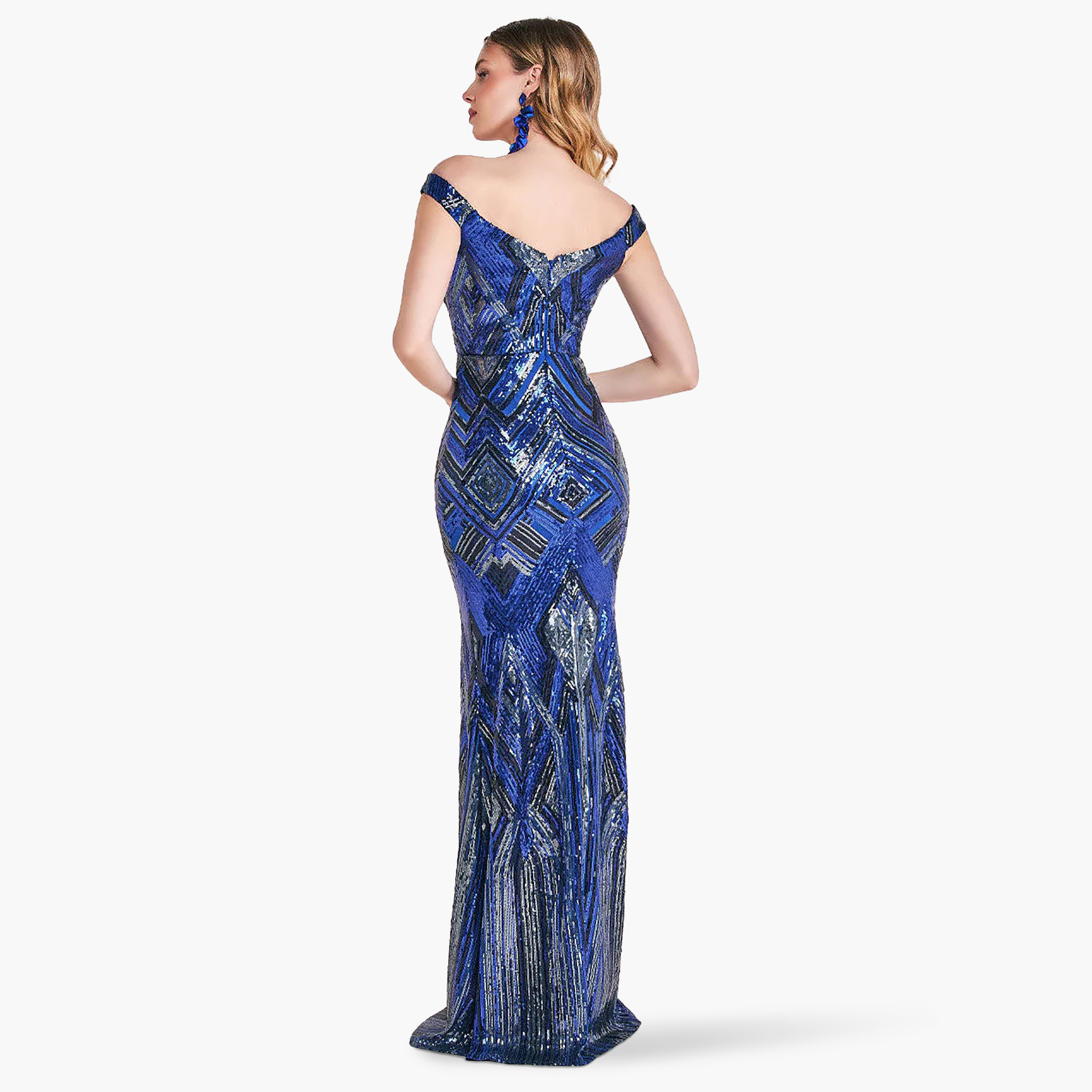 فستان بوديكون ماكسي برقبة على شكل وى مع سكوینس الهندسي من جوديفا-women-clothing-dresses-image-2