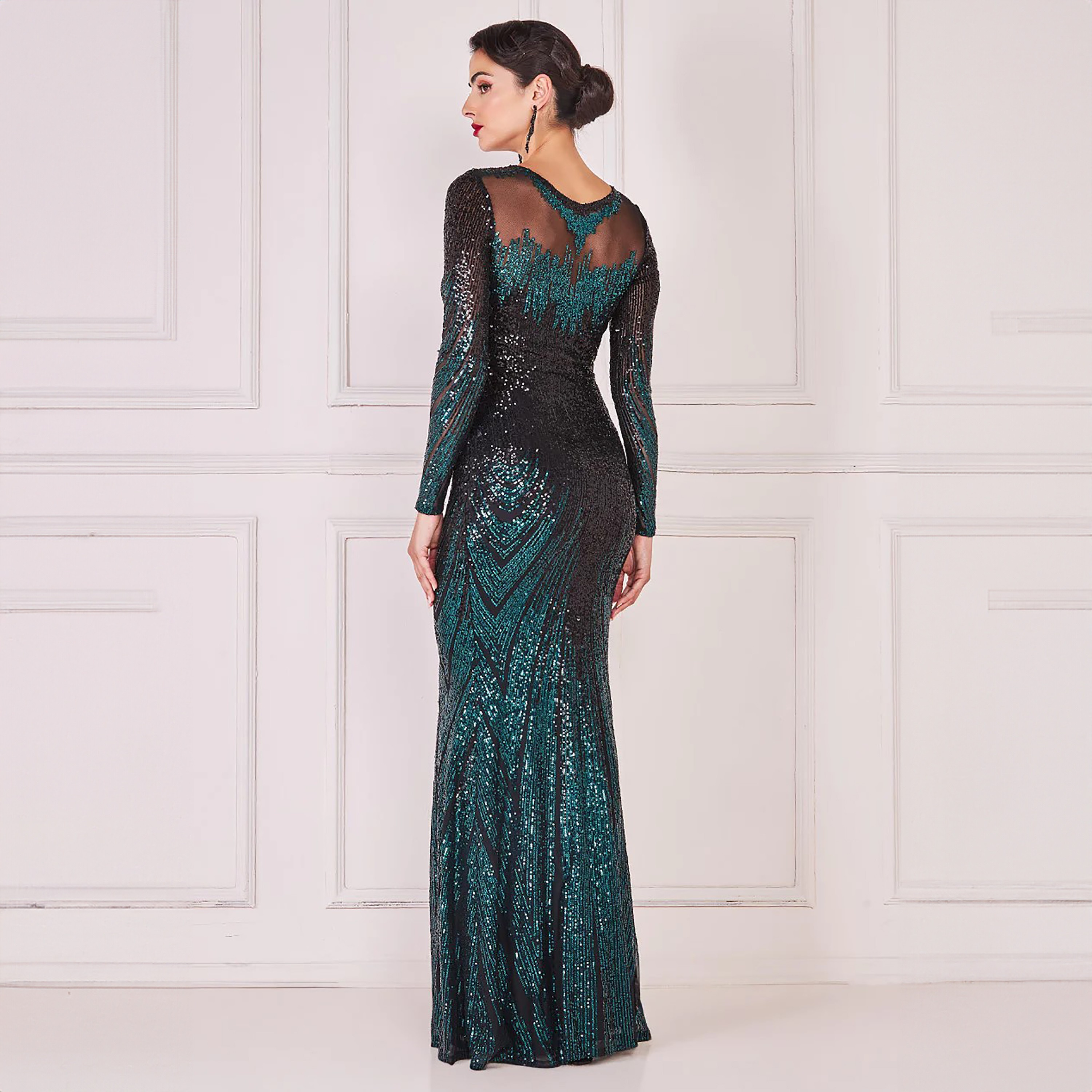 Goddiva Sequins Round Neck Bodycon Maxi Dress-women-clothing-dresses-image-4