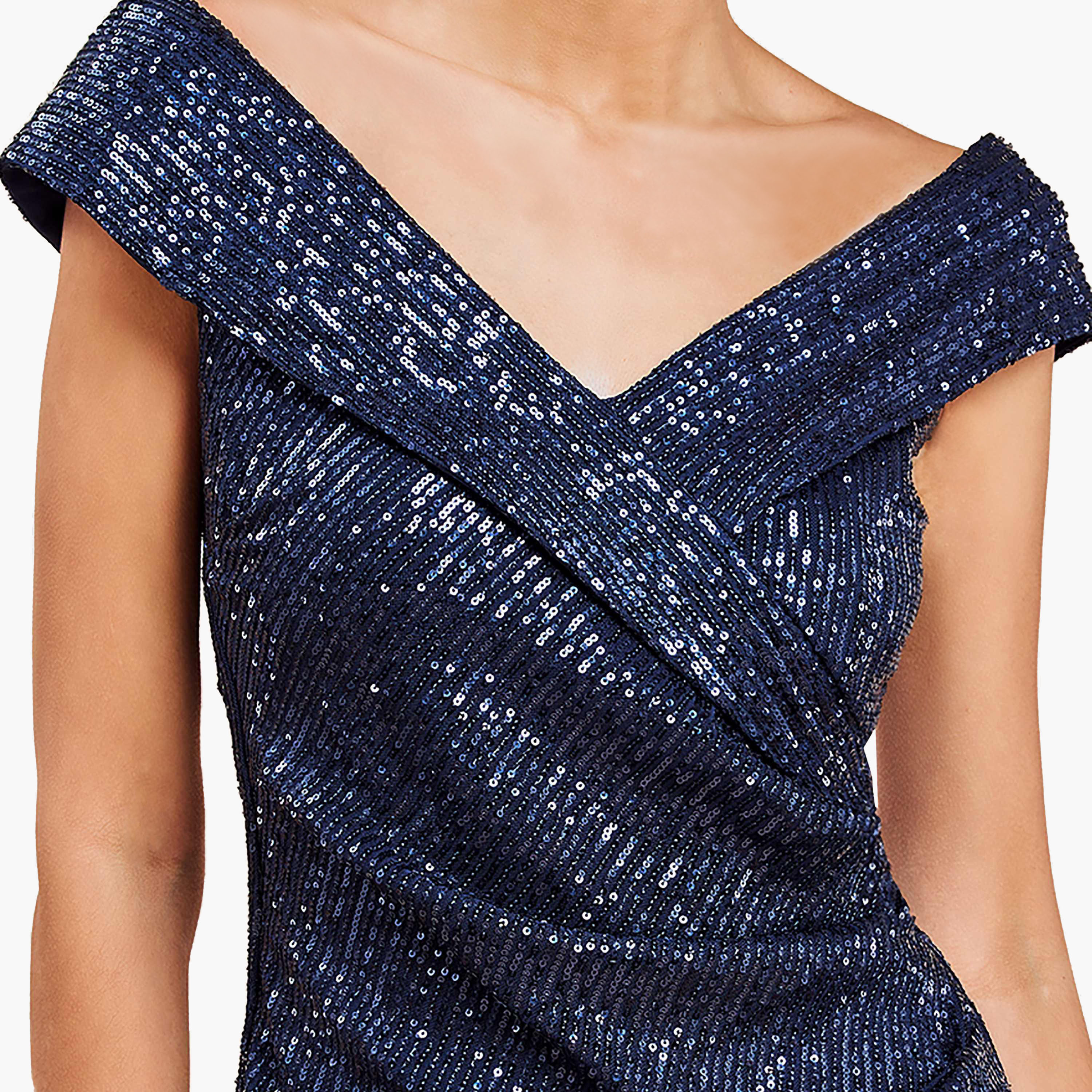 Goddiva Sequins Bardot Neck Slit Off Shoulder Maxi Dress-women-clothing-dresses-image-3