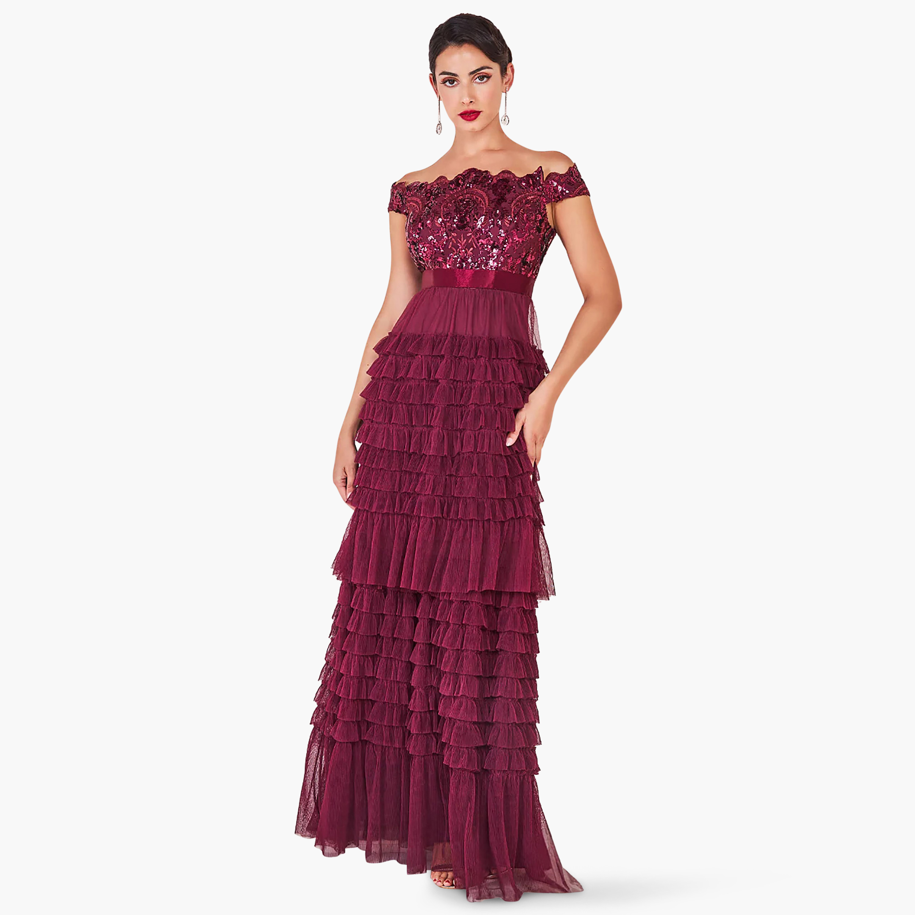 Goddiva Sequins Bardot Neck Off Shoulder Maxi Dress-women-clothing-dresses-image-7
