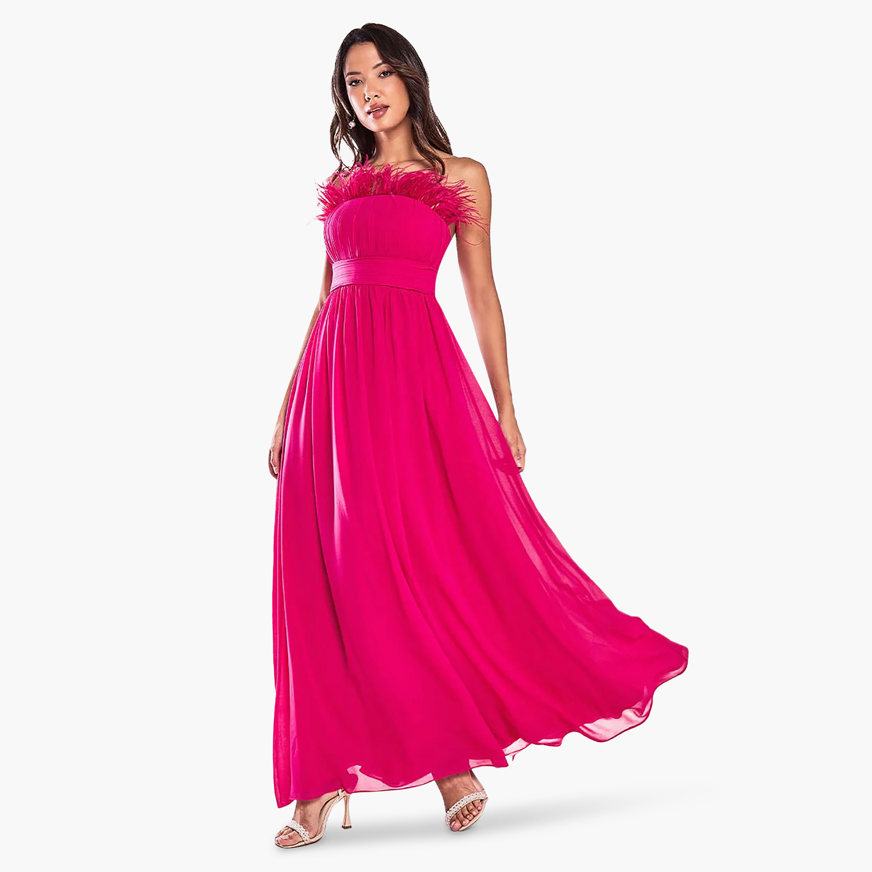 Goddiva Pleated Off Shoulder Maxi Dress-women-clothing-dresses-image-1