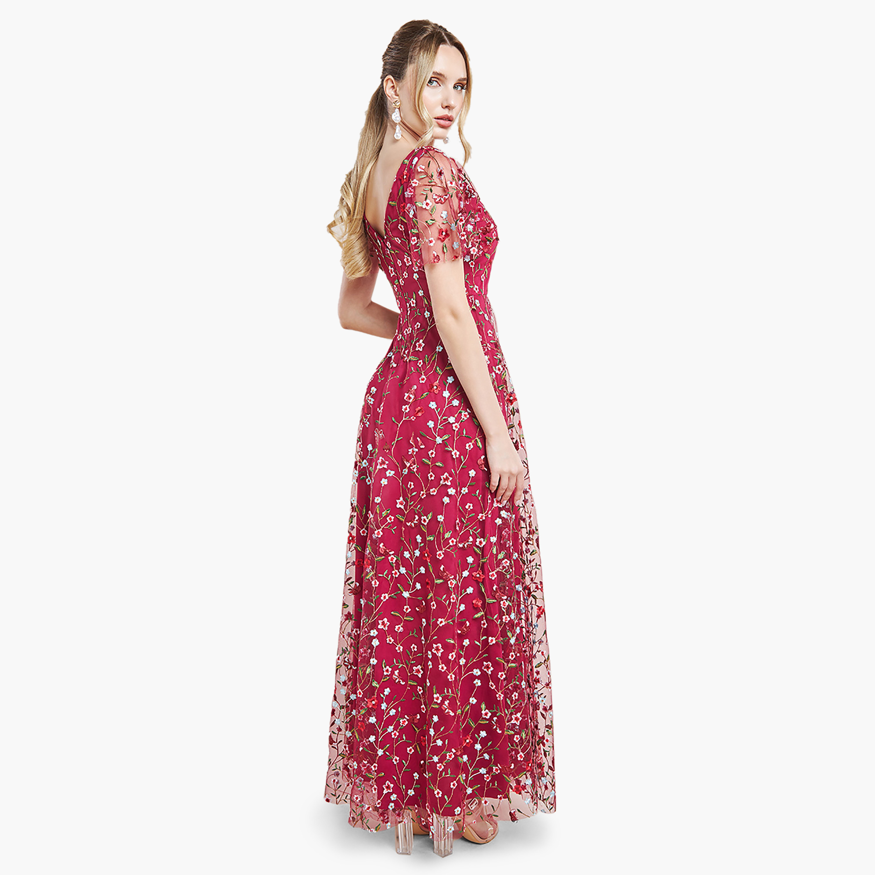 Goddiva Floral Embroidered V-Neck Maxi Dress-women-clothing-dresses-image-2