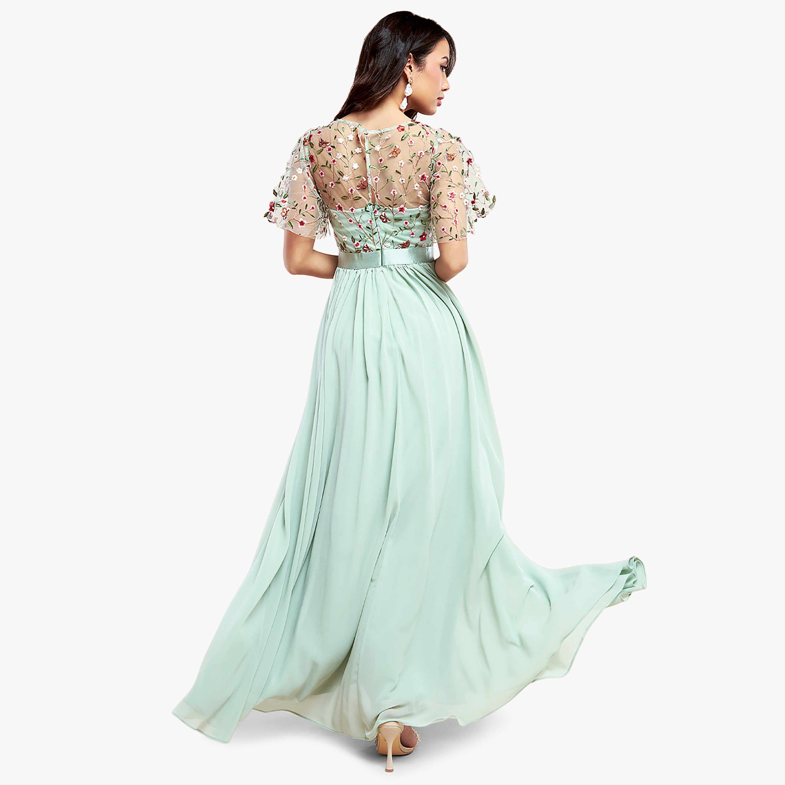Goddiva Embroidered Round Neck Pleated Maxi Dress-women-clothing-dresses-image-2