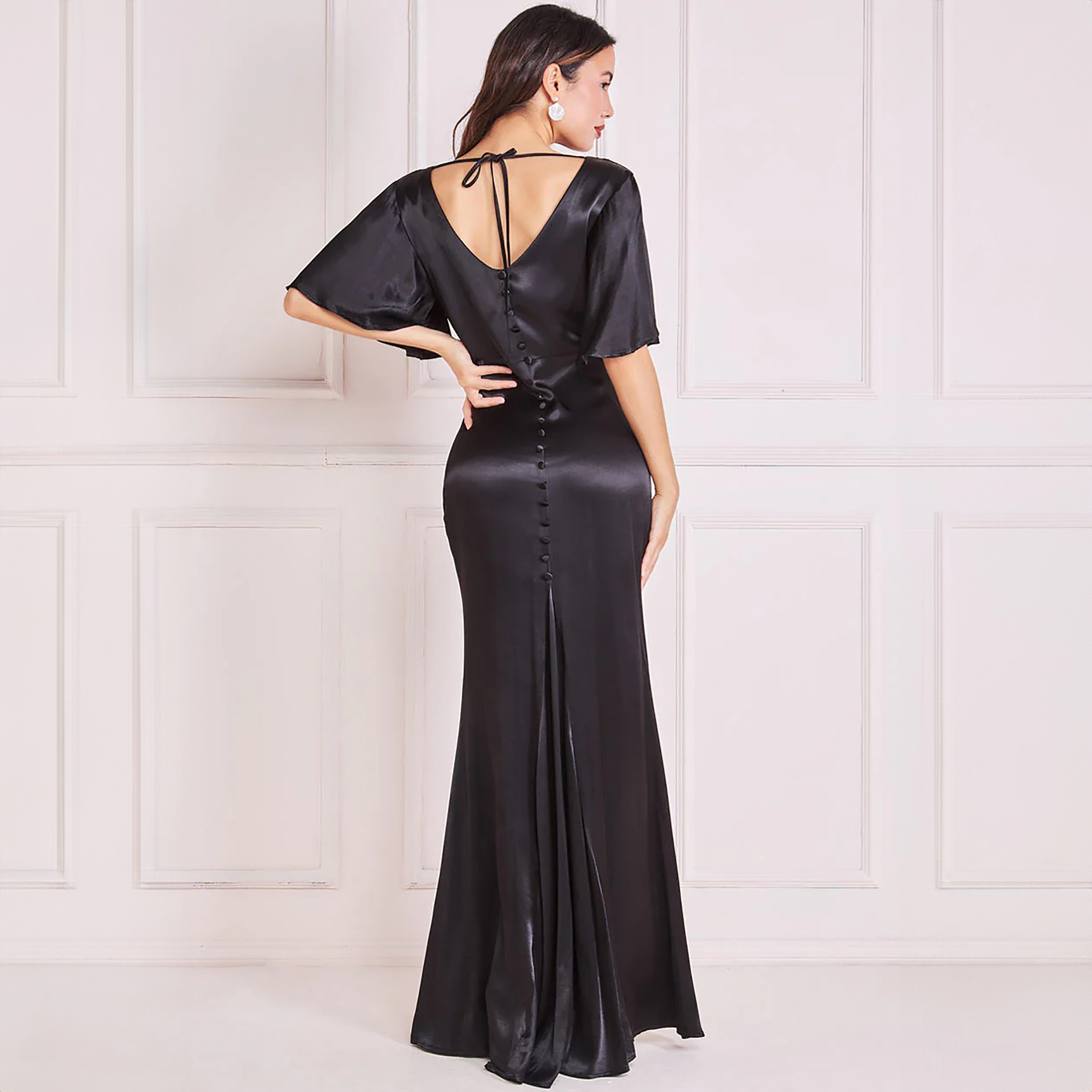 فستان بوديكون ماكسي بياقة دائرية سادة من جوديفا-women-clothing-dresses-image-8
