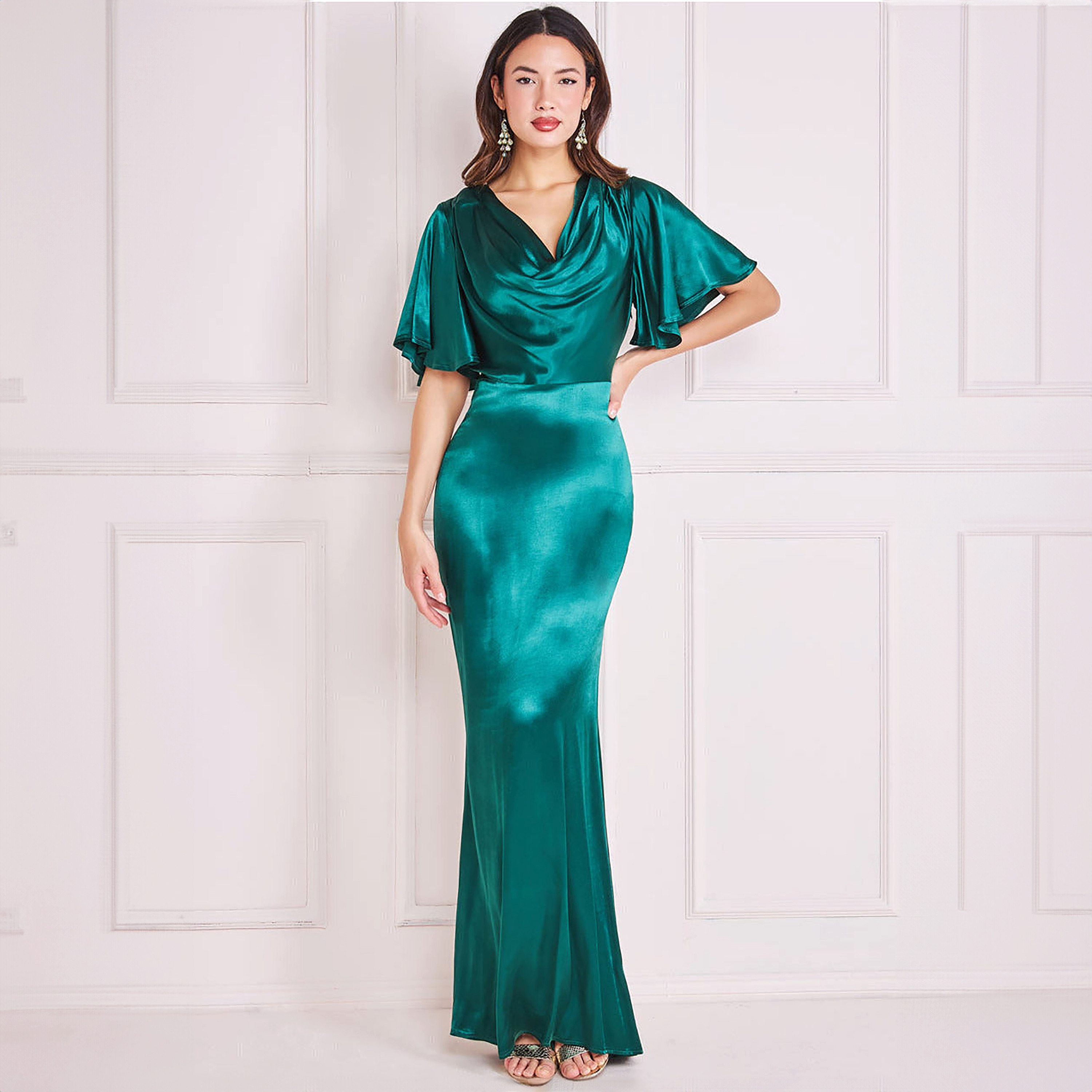 Goddiva Plain Cowl Neck Bodycon Maxi Dress-women-clothing-dresses-image-1