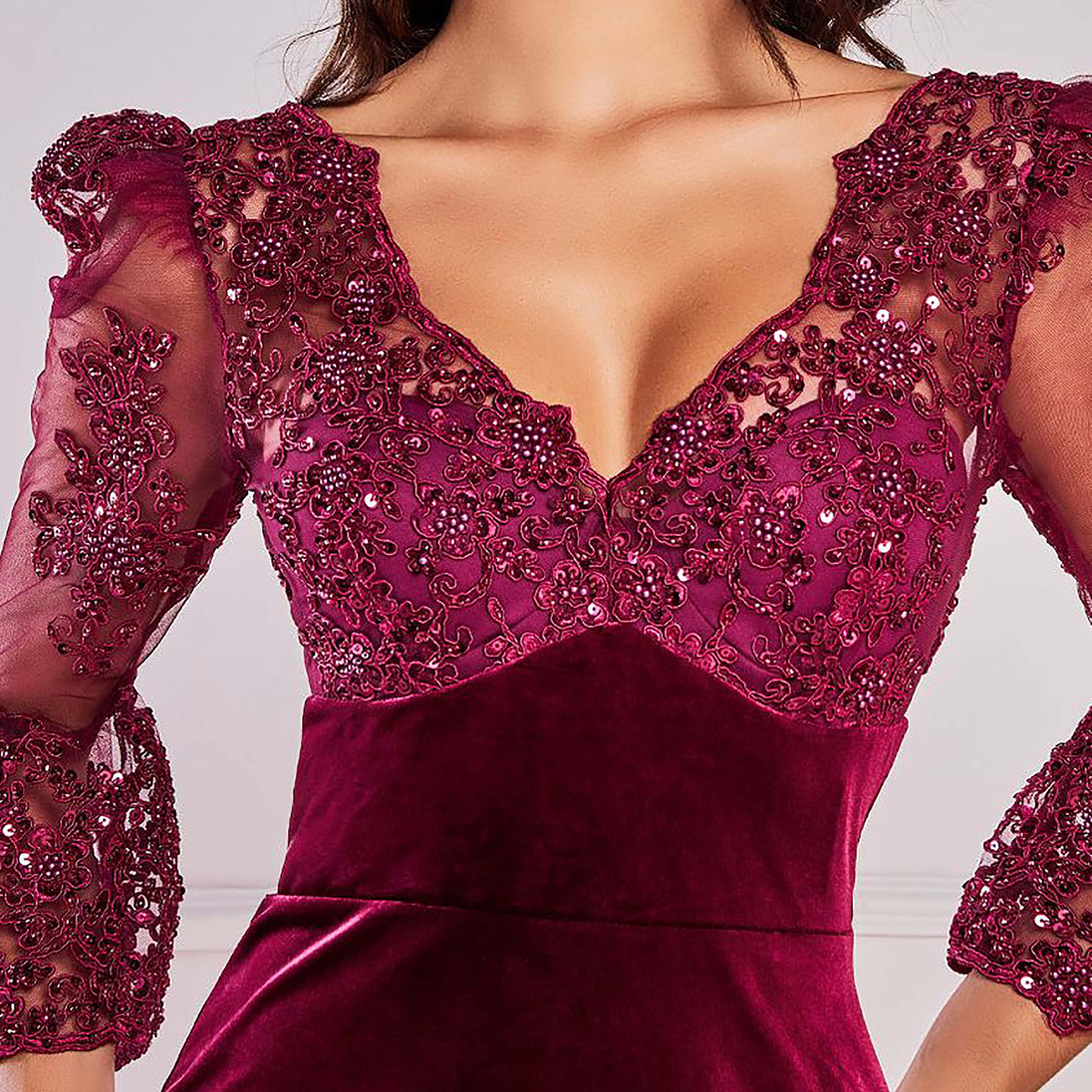 Goddiva Sequins V-Neck Bodycon Maxi Dress-women-clothing-dresses-image-2