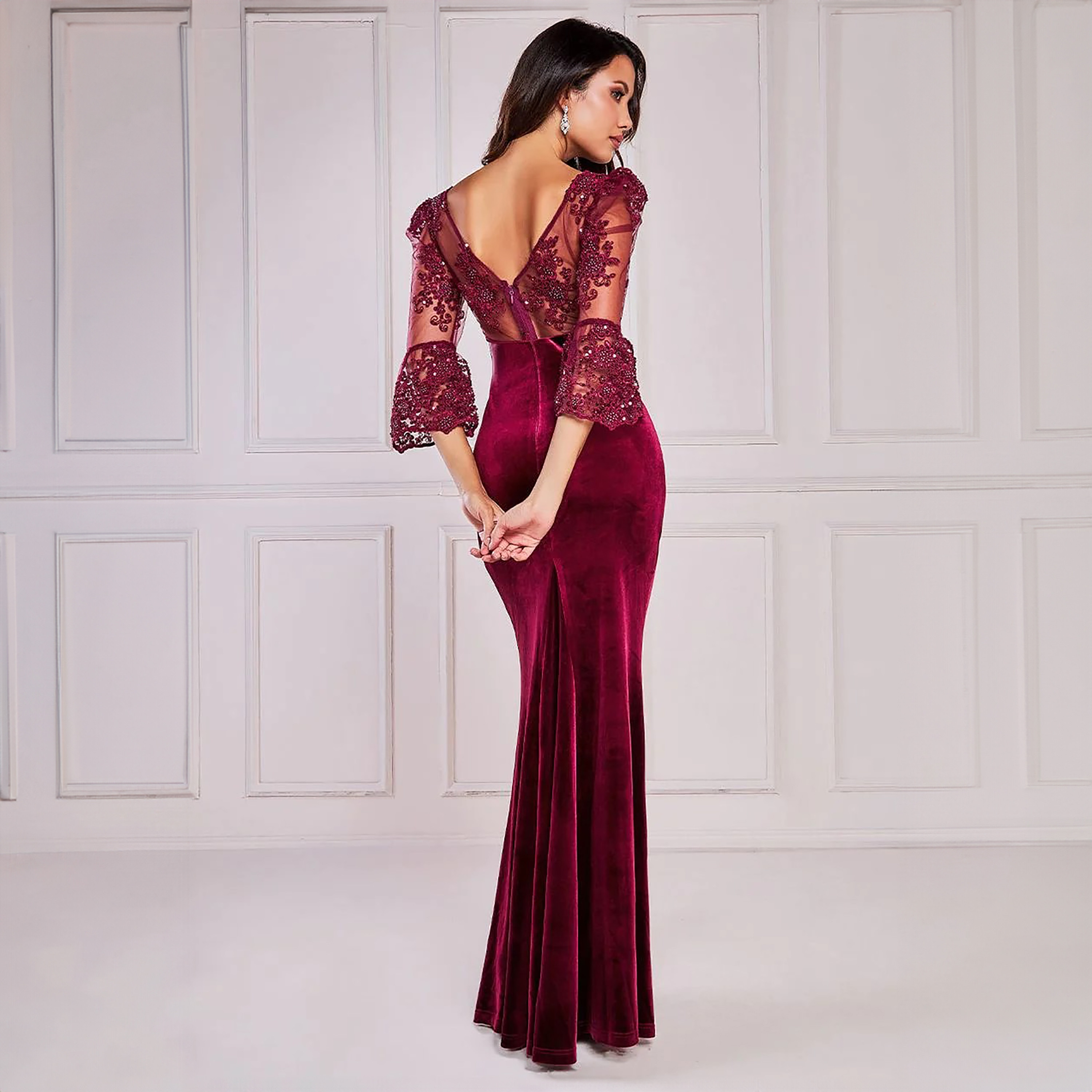 Goddiva Sequins V-Neck Bodycon Maxi Dress-women-clothing-dresses-image-4
