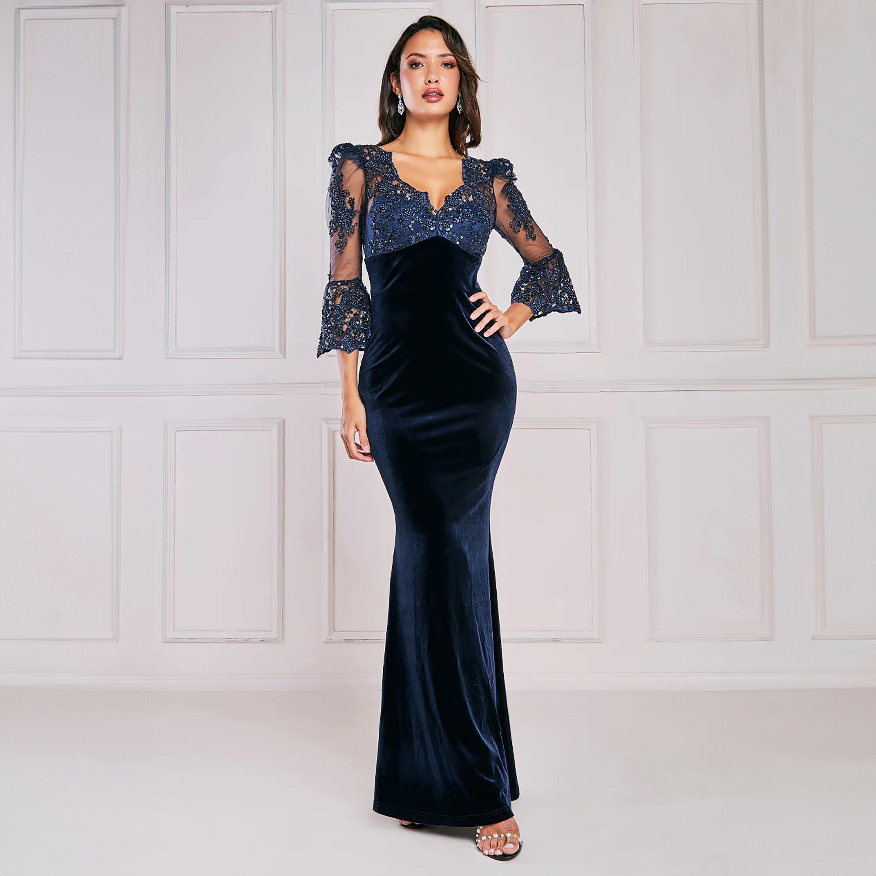 Goddiva Sequins V-Neck Bodycon Maxi Dress-women-clothing-dresses-image-9