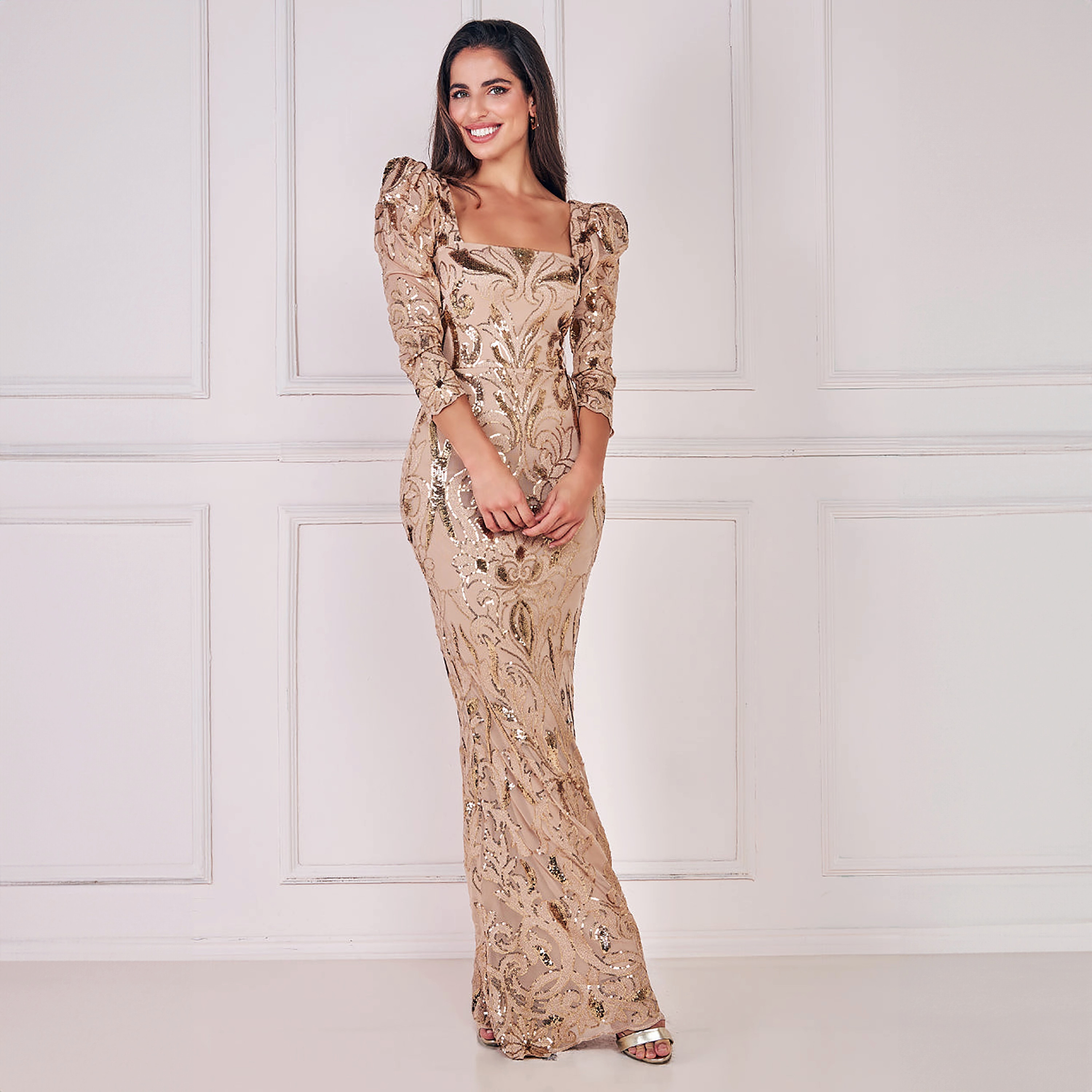فستان بوديكون ماكسي برقبة مربعة مع سكوینس من جوديفا-women-clothing-dresses-image-1