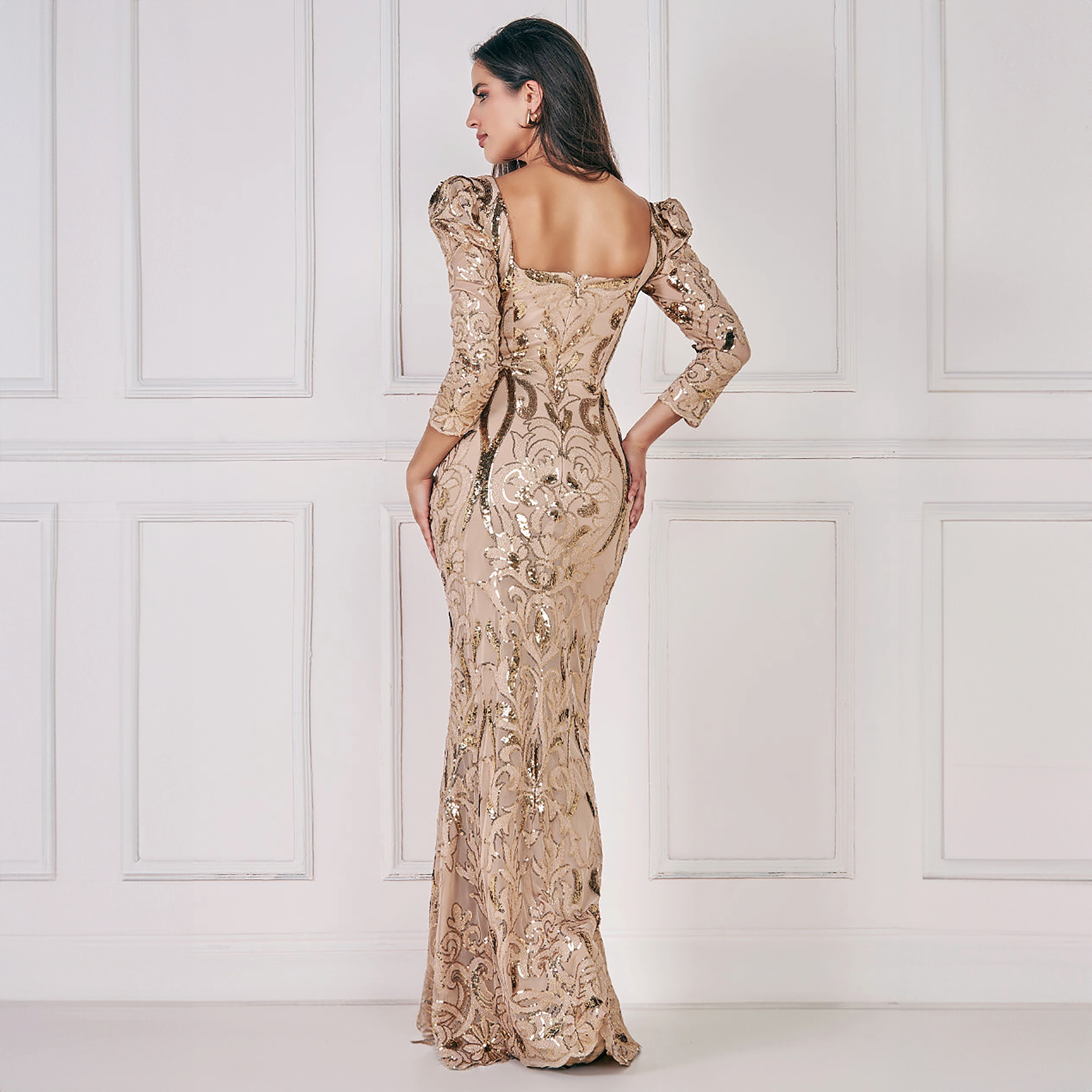 Goddiva Sequins Square Neck Bodycon Maxi Dress-women-clothing-dresses-image-4