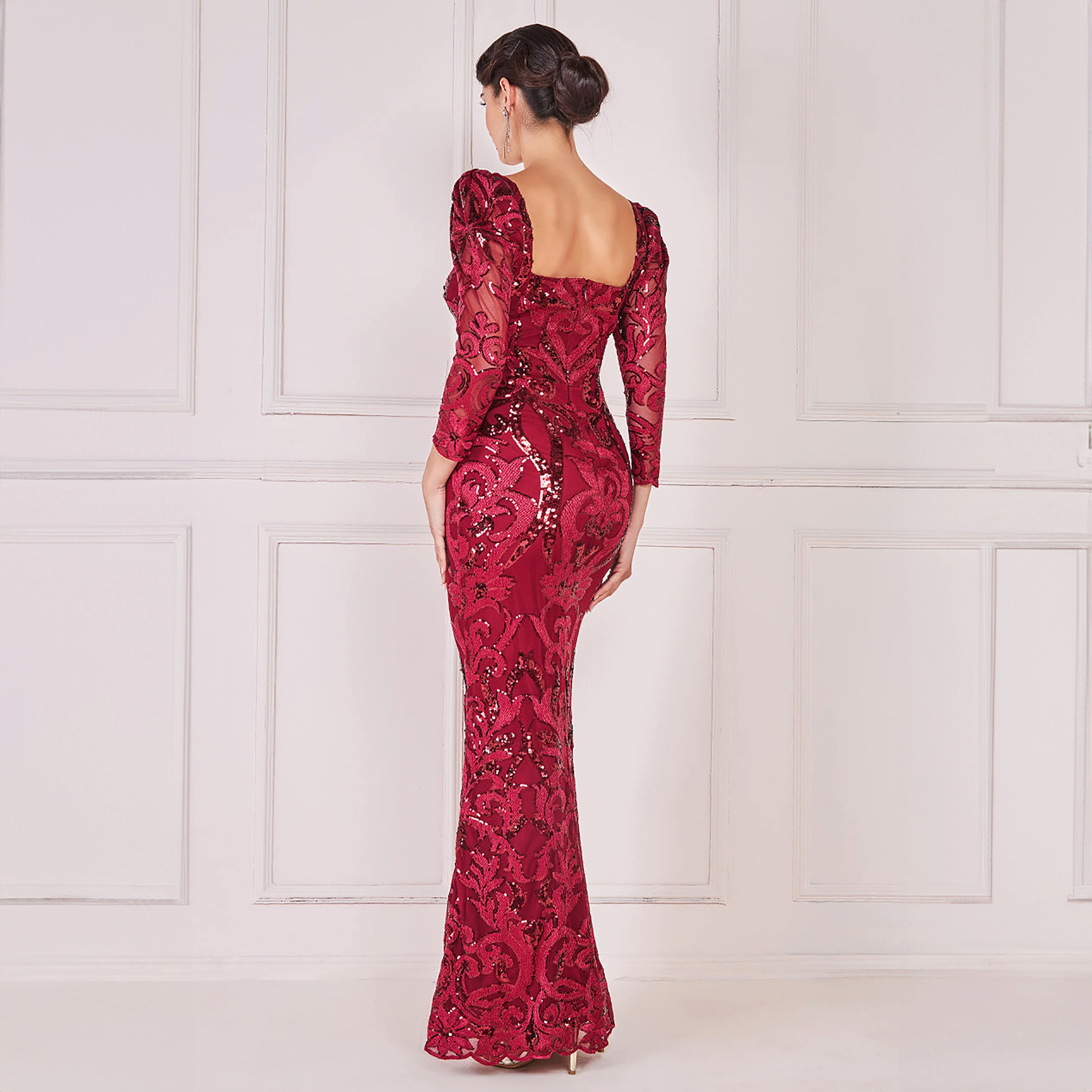 فستان بوديكون ماكسي برقبة مربعة مع سكوینس من جوديفا-women-clothing-dresses-image-8