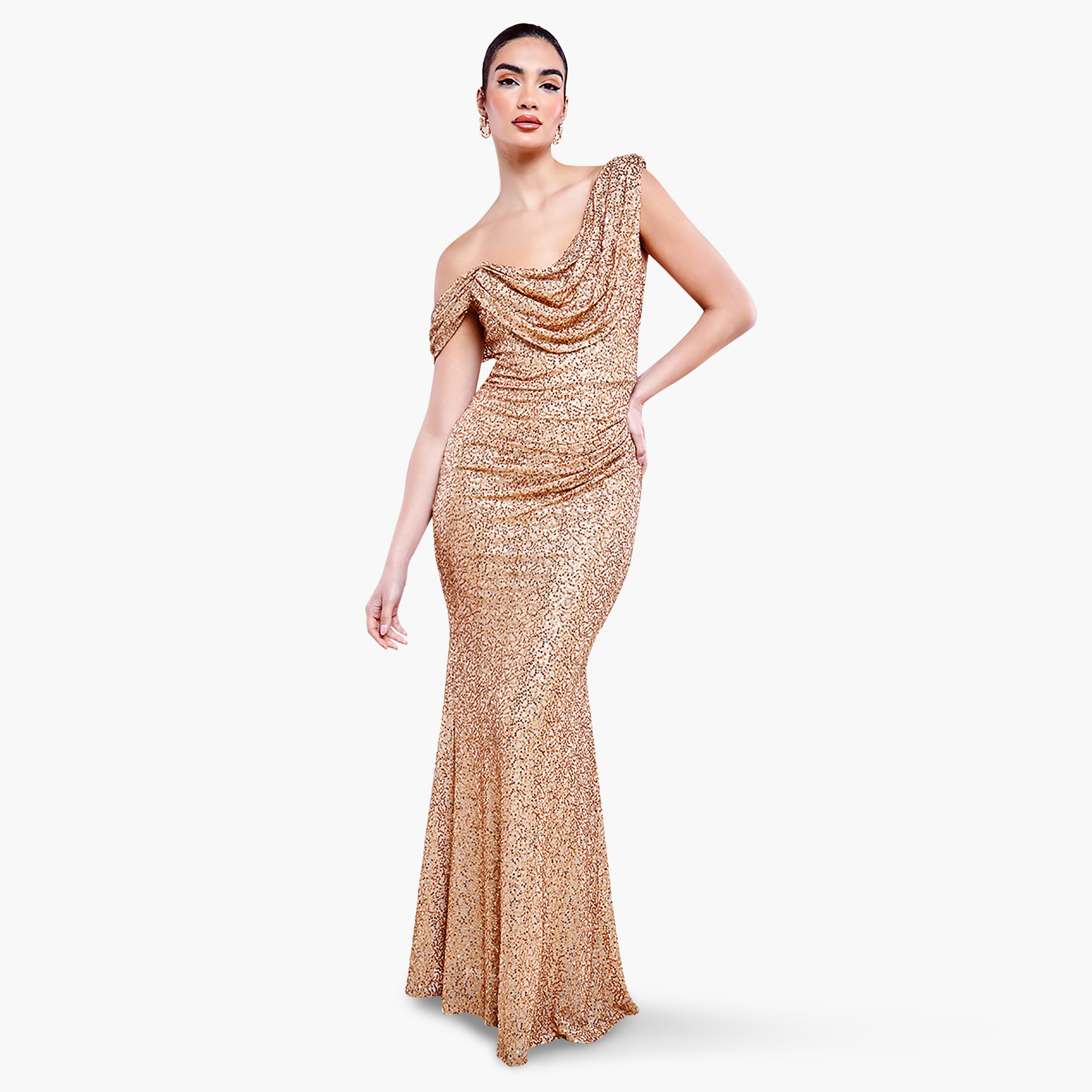 فستان ماكسي ذو كتف واحد برقبة كاول مع سكوینس من جوديفا-women-clothing-dresses-image-1