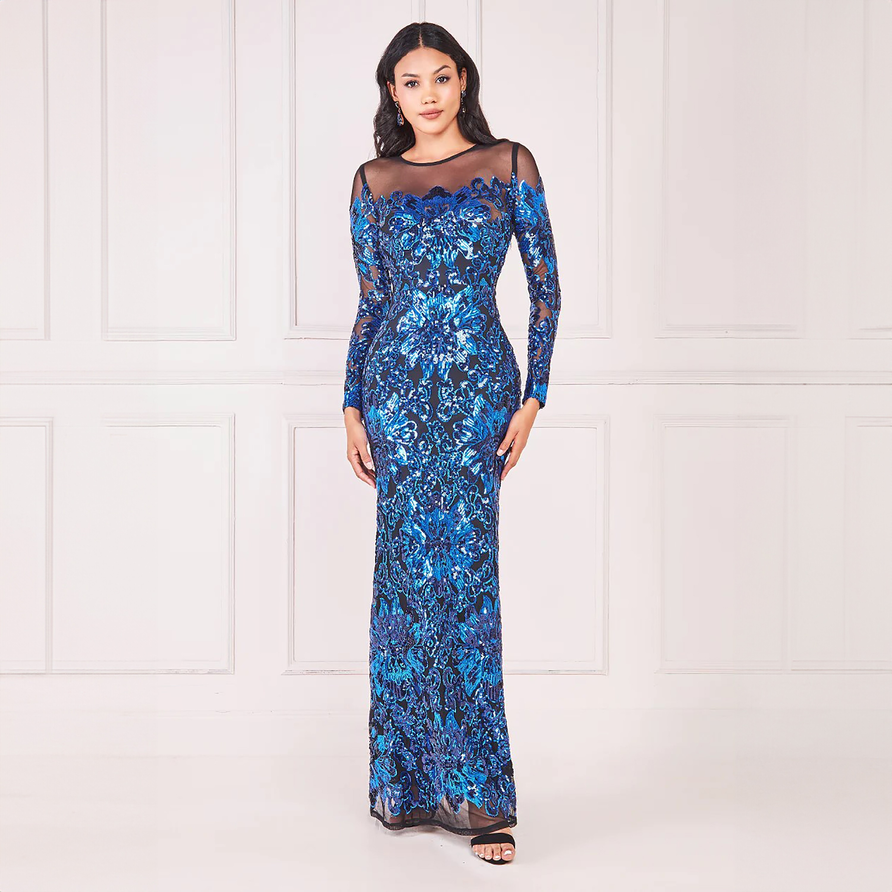 فستان بوديكون ماكسي برقبة دائرية مع سكوینس من جوديفا-women-clothing-dresses-image-5
