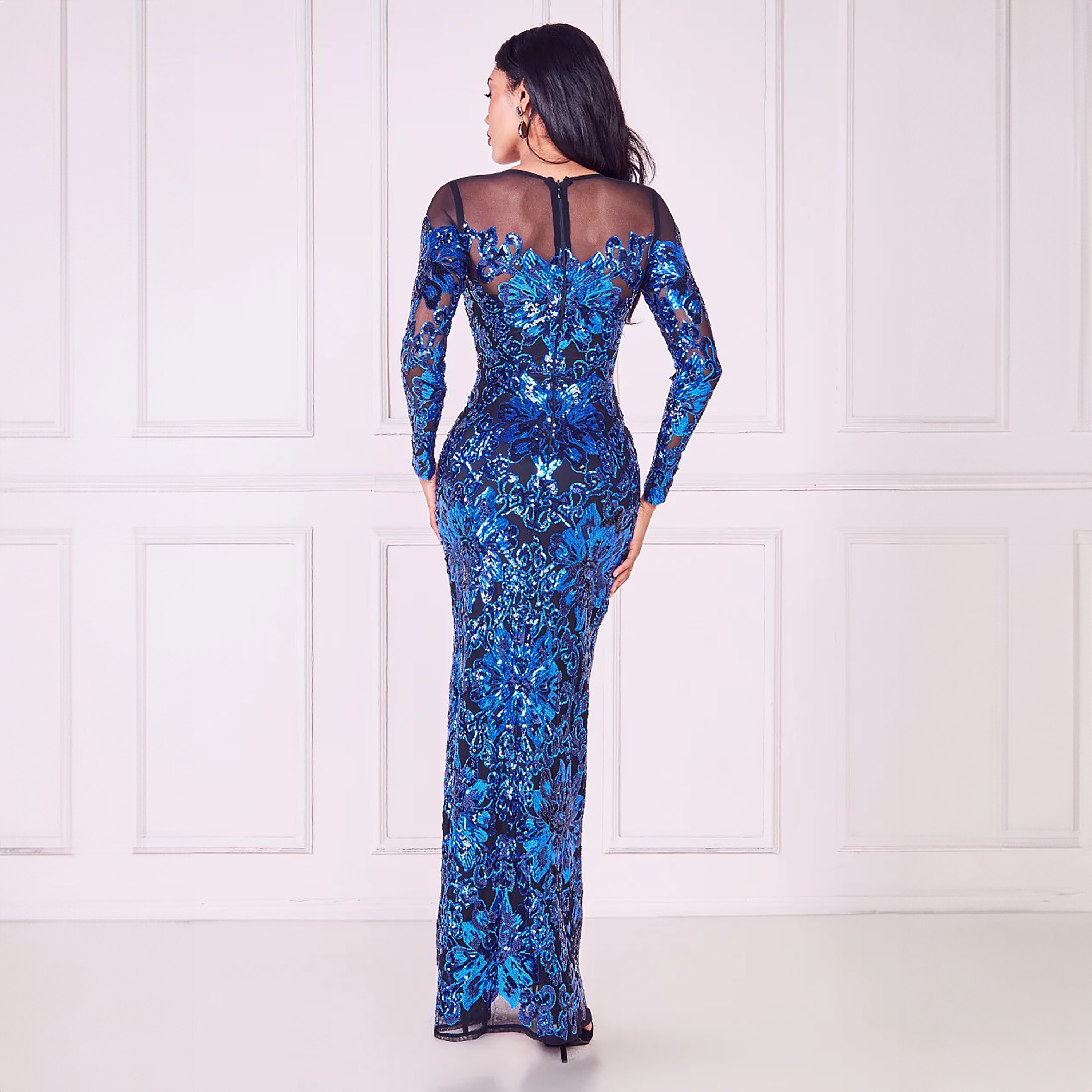 فستان بوديكون ماكسي برقبة دائرية مع سكوینس من جوديفا-women-clothing-dresses-image-8