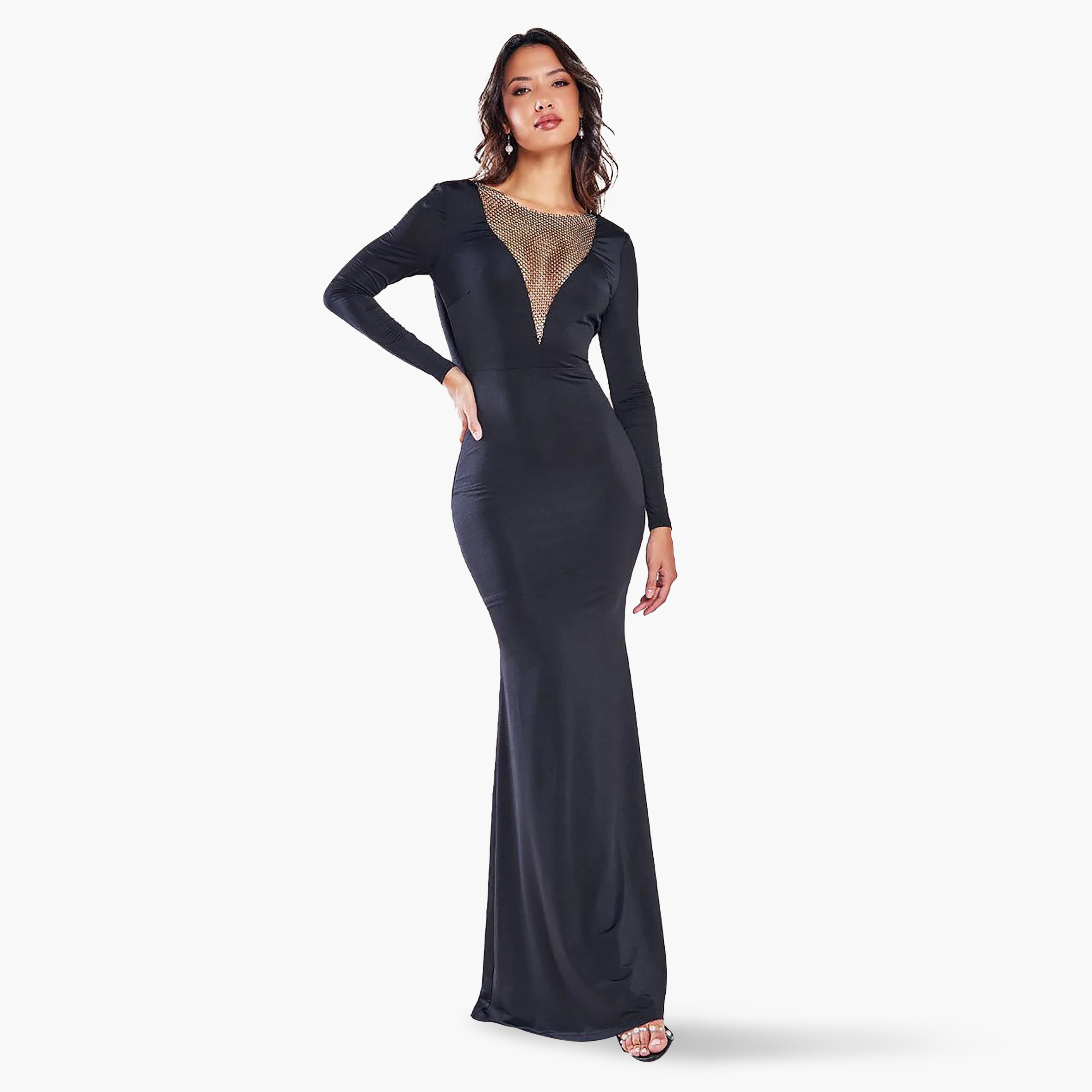 فستان بوديكون ماكسي برقبة قارب مع فيشنت من جوديفا-women-clothing-dresses-image-1