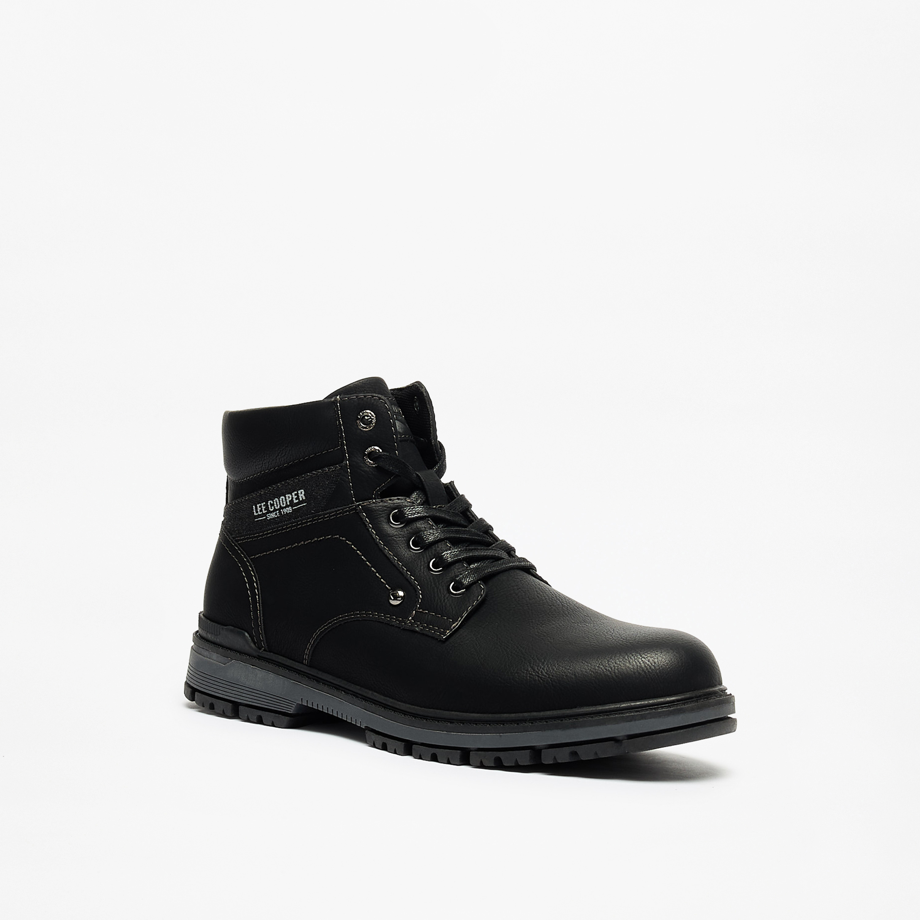 Lee Cooper Men s Solid Boots with Lace Up Closure