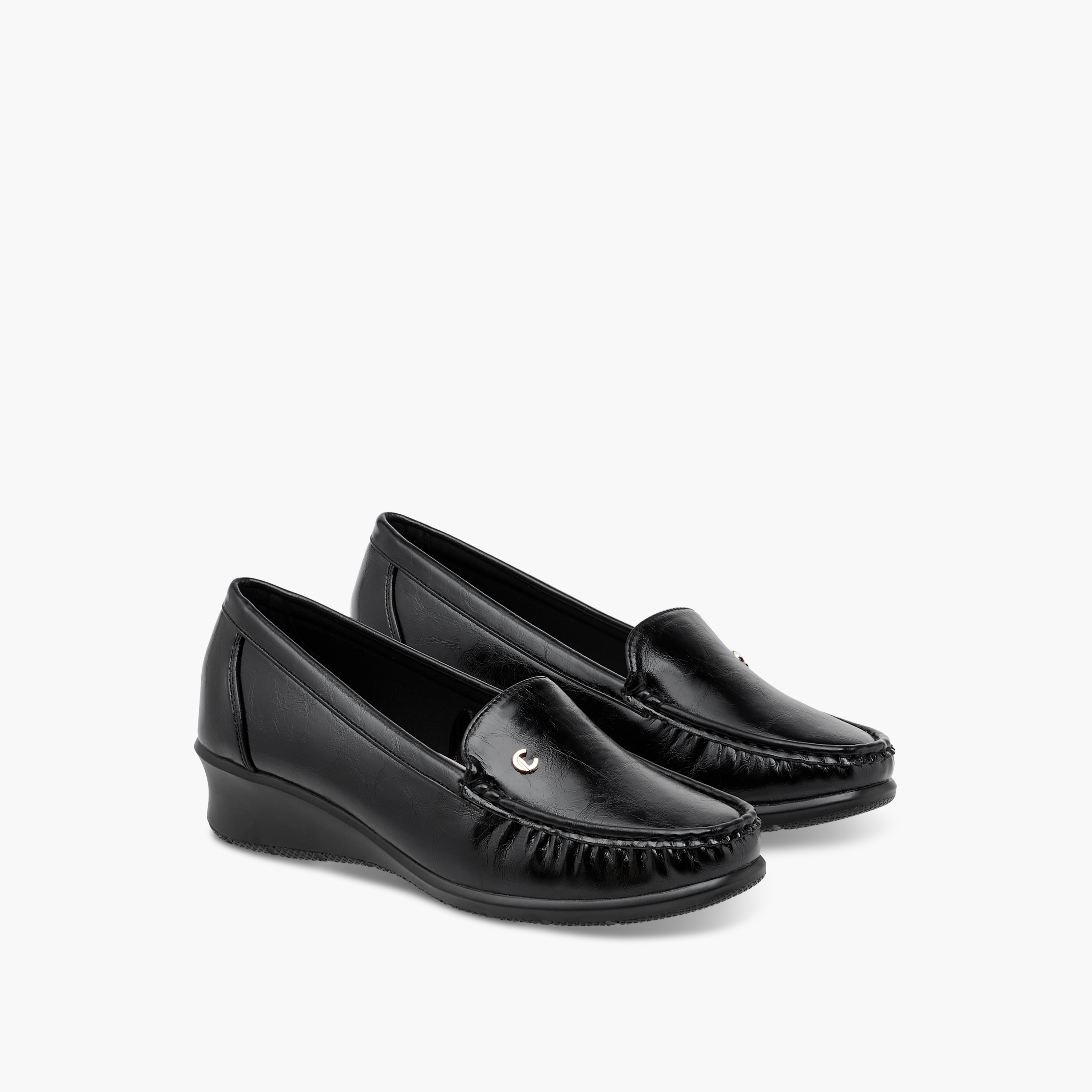 Le Confort Solid Slip-On Loafers with Wedge Heels-women-shoes-heels-image-1