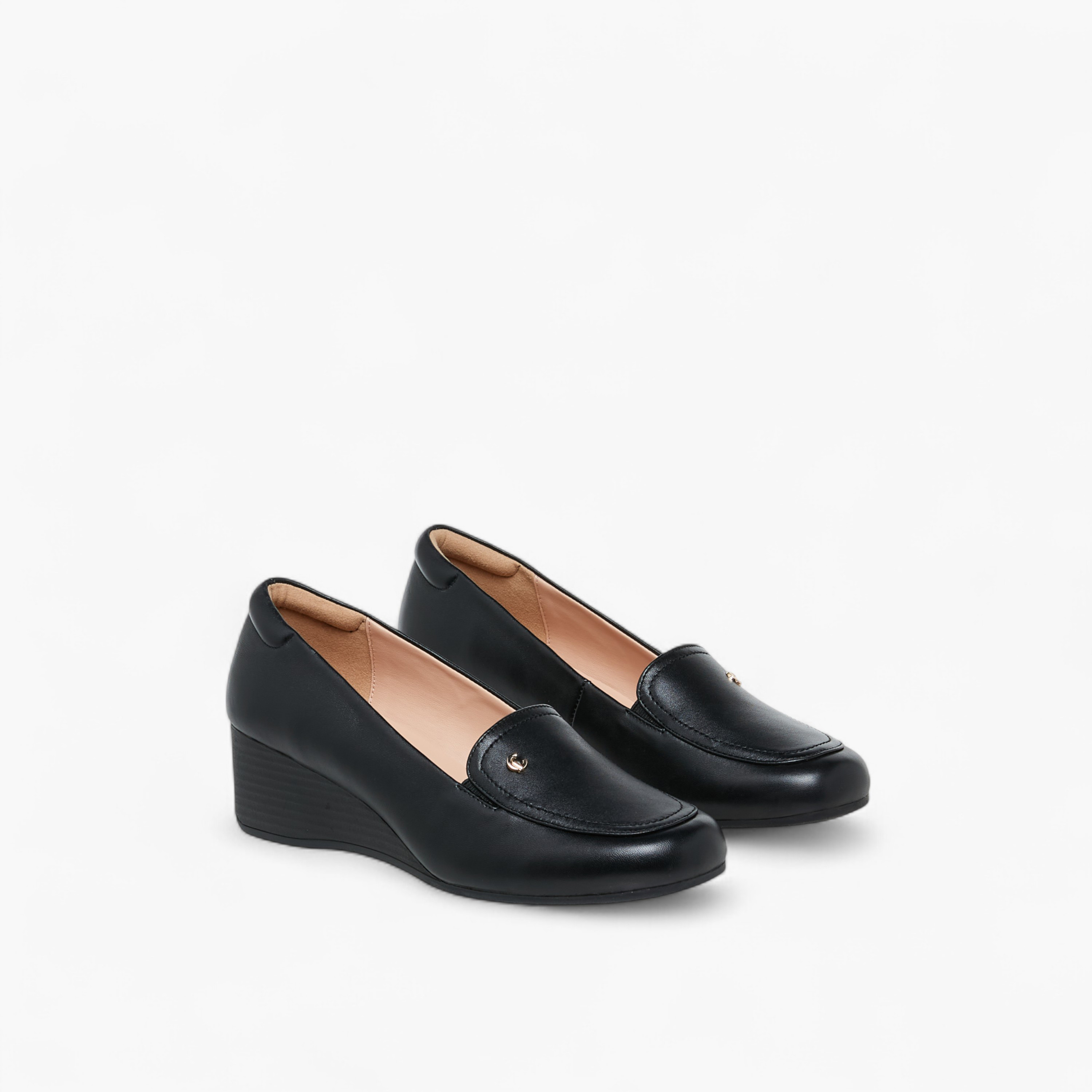 حذاء سهل الارتداء سادة بكعب ويدج من لو كونفورت-women-shoes-heels-image-1