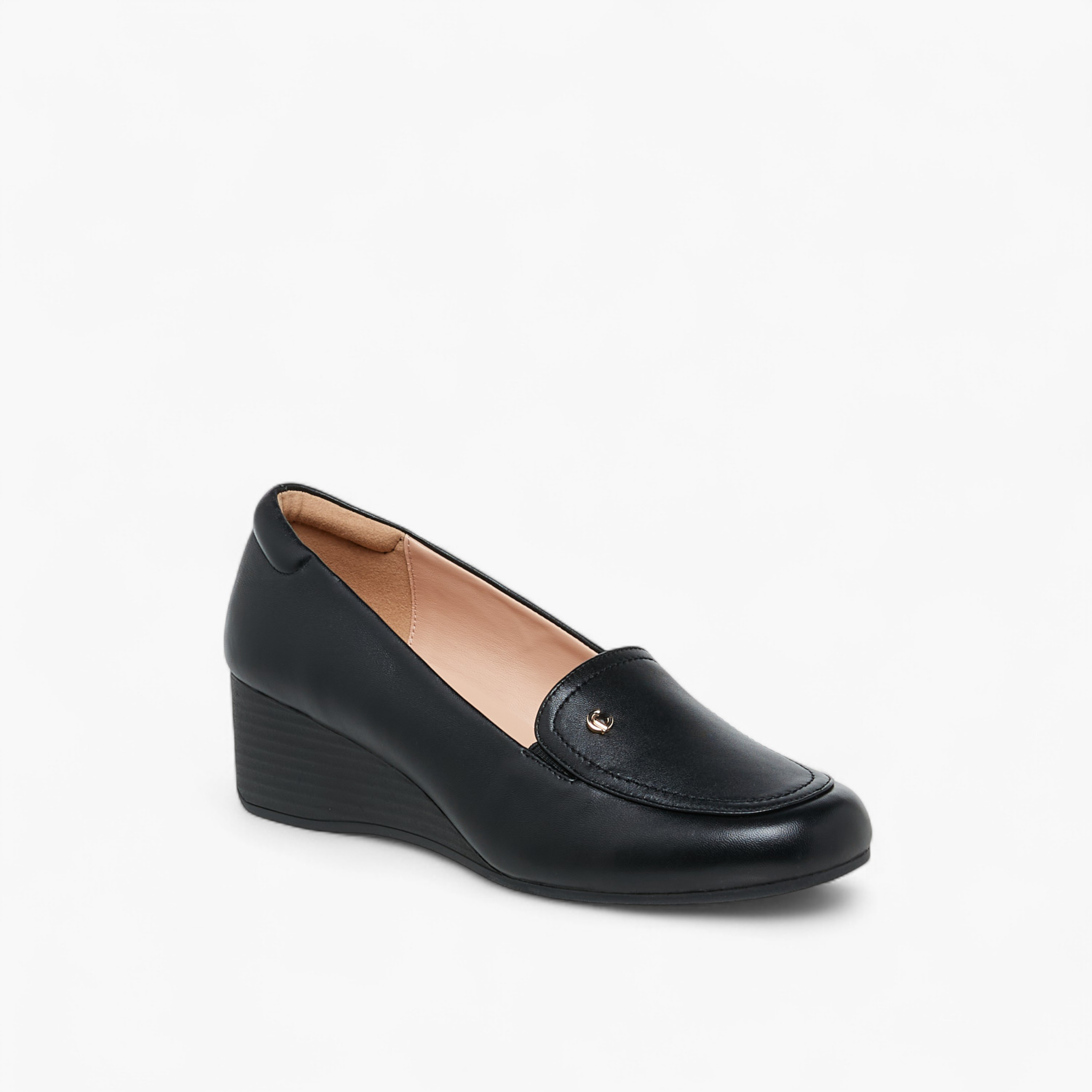 حذاء سهل الارتداء سادة بكعب ويدج من لو كونفورت-women-shoes-heels-image-2