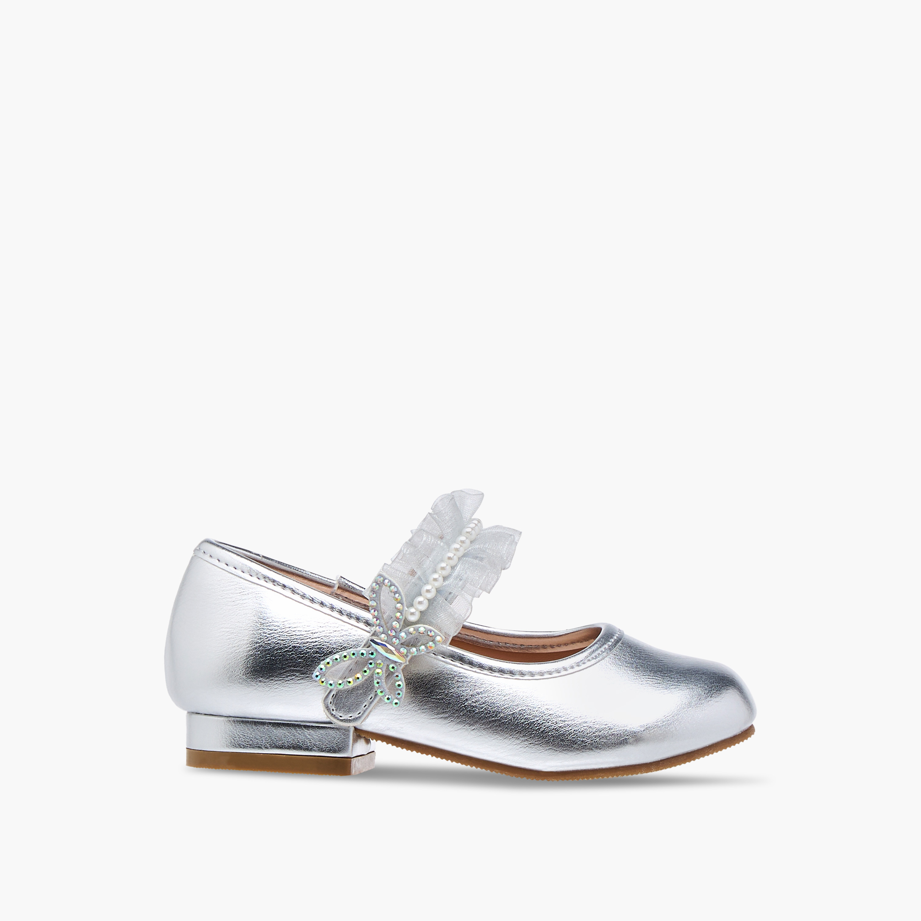 Flora Bella Ruffle Detail Ballerina Shoes with Hook and Loop Closure-girls-shoes-ballerinas-image-3