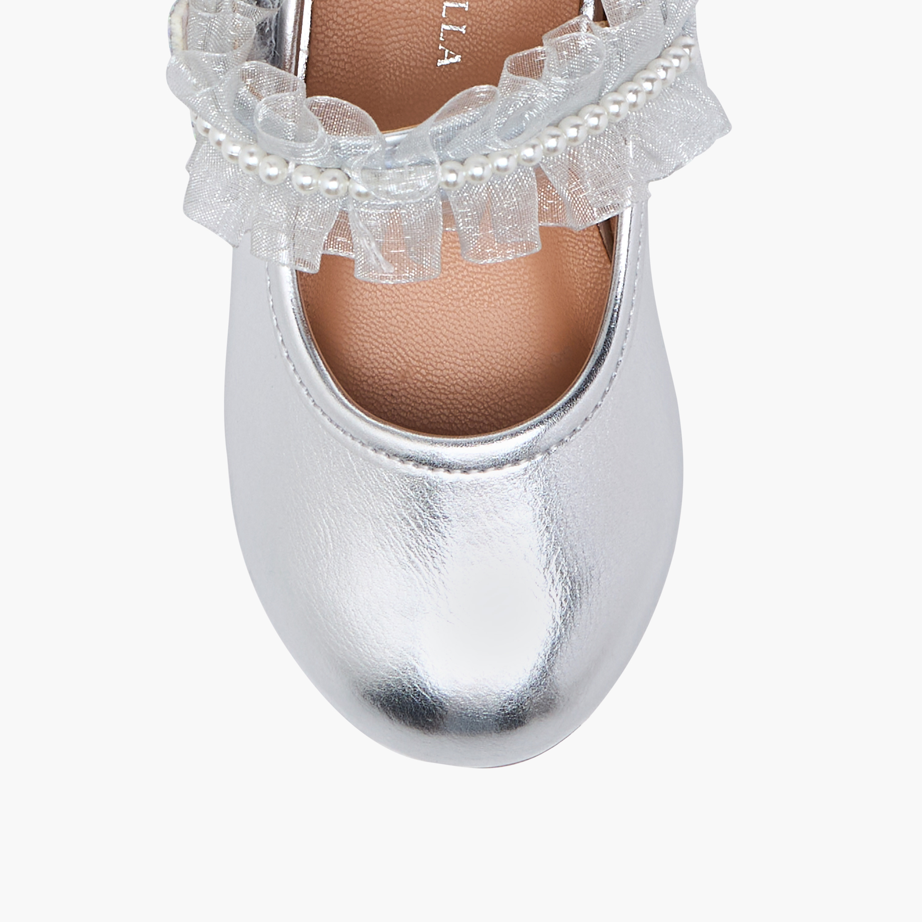 Flora Bella Ruffle Detail Ballerina Shoes with Hook and Loop Closure-girls-shoes-ballerinas-image-4