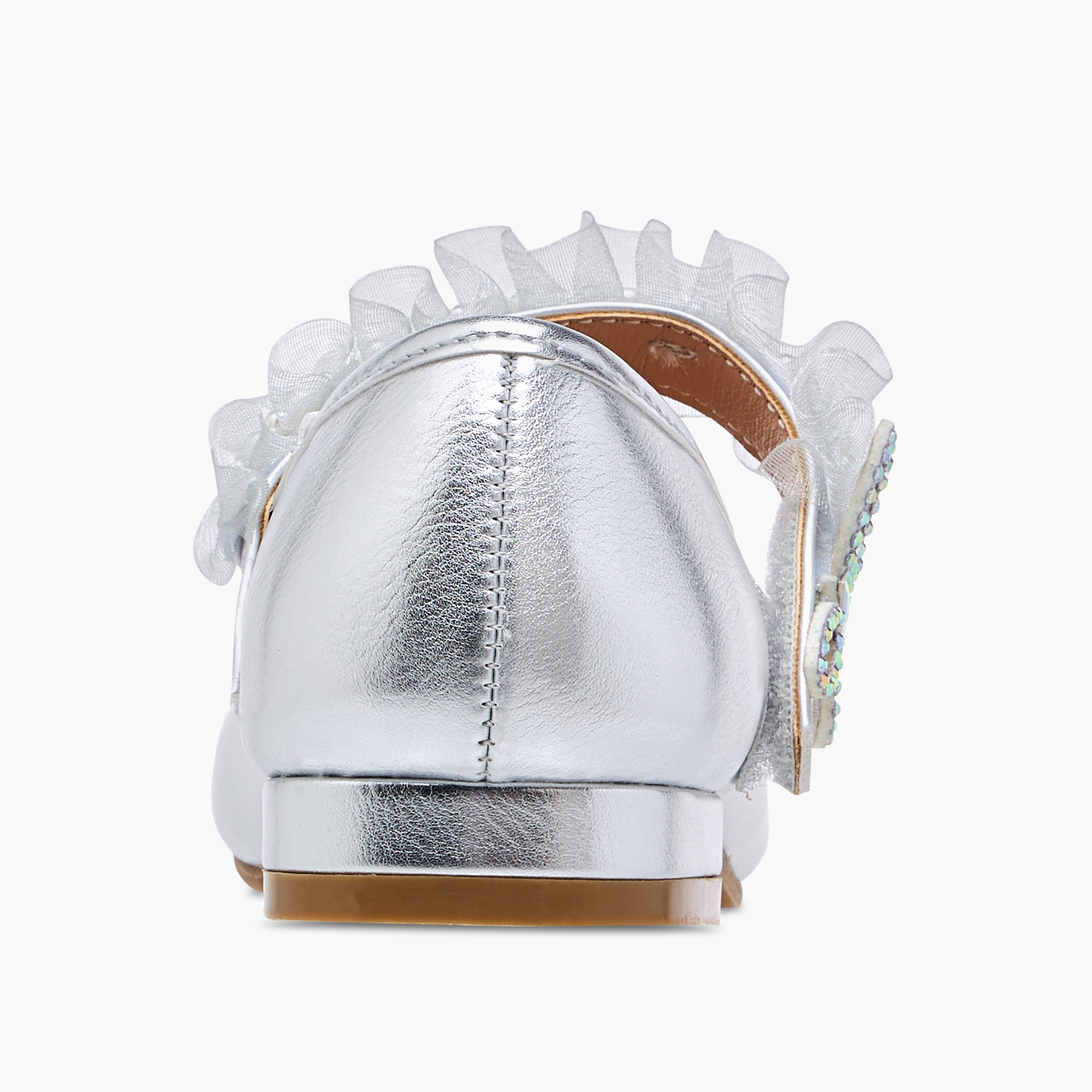 Flora Bella Ruffle Detail Ballerina Shoes with Hook and Loop Closure-girls-shoes-ballerinas-image-5