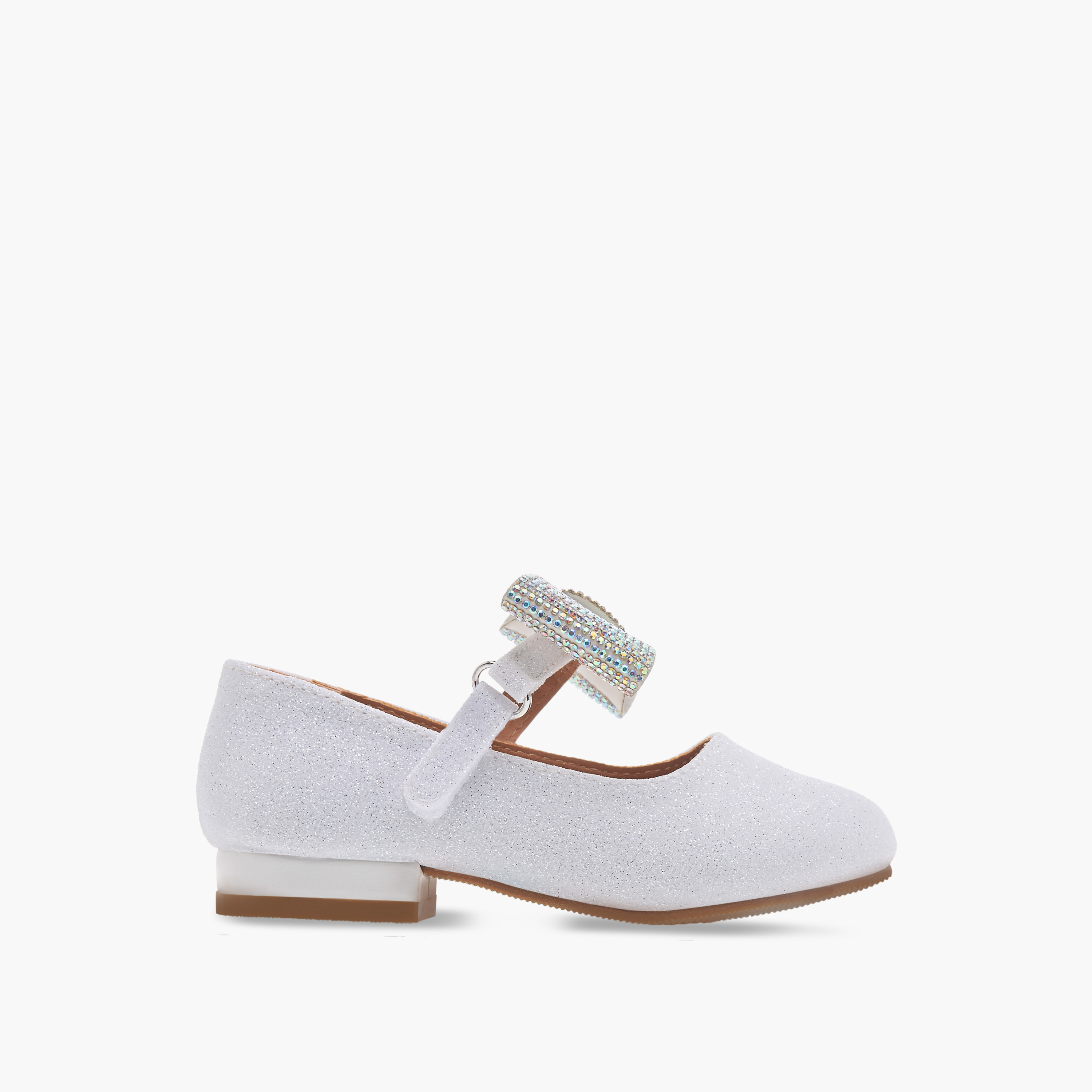 Flora Bella Bow Embellished Ballerina Shoes with Hook and Loop Closure-girls-shoes-ballerinas-image-3