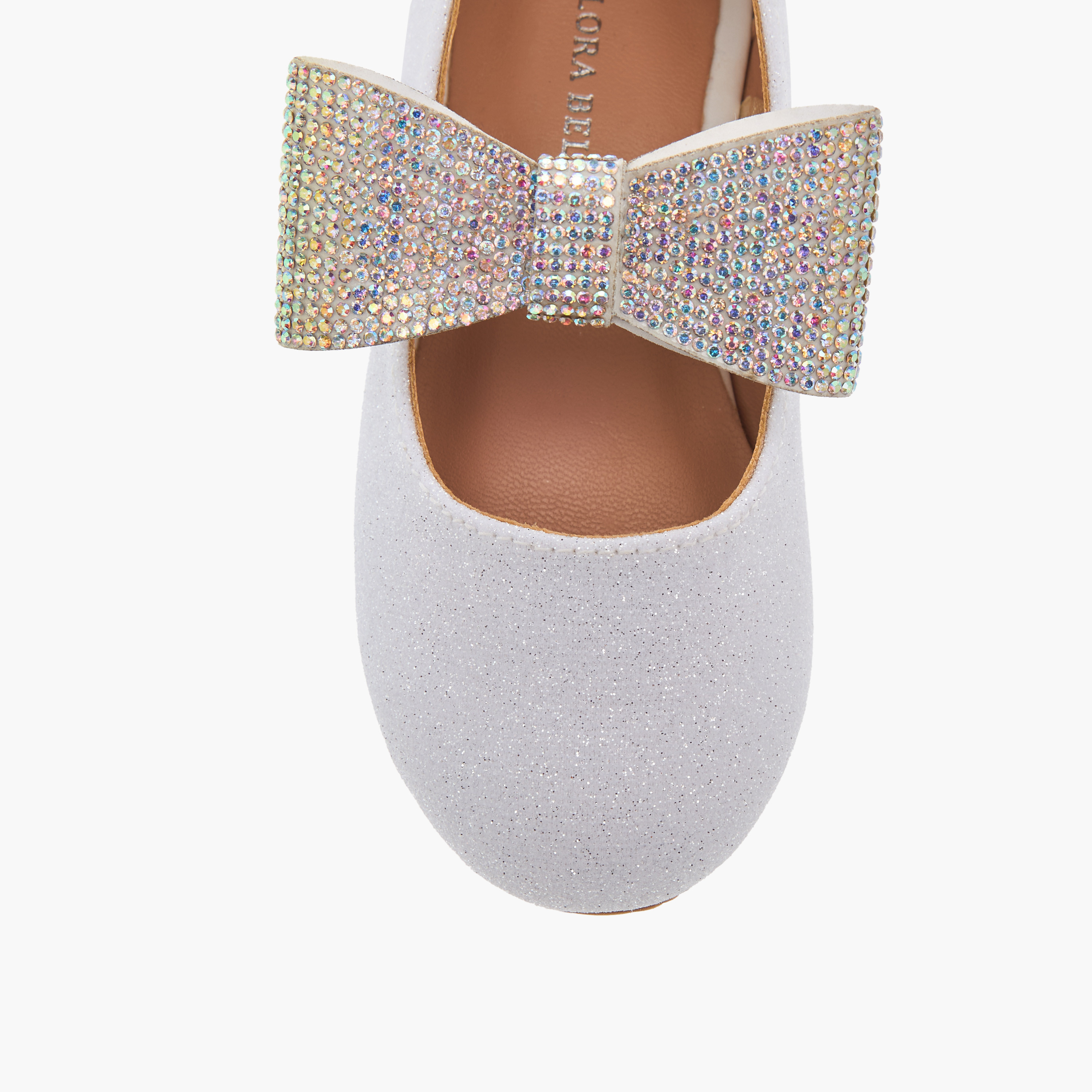 Flora Bella Bow Embellished Ballerina Shoes with Hook and Loop Closure-girls-shoes-ballerinas-image-4