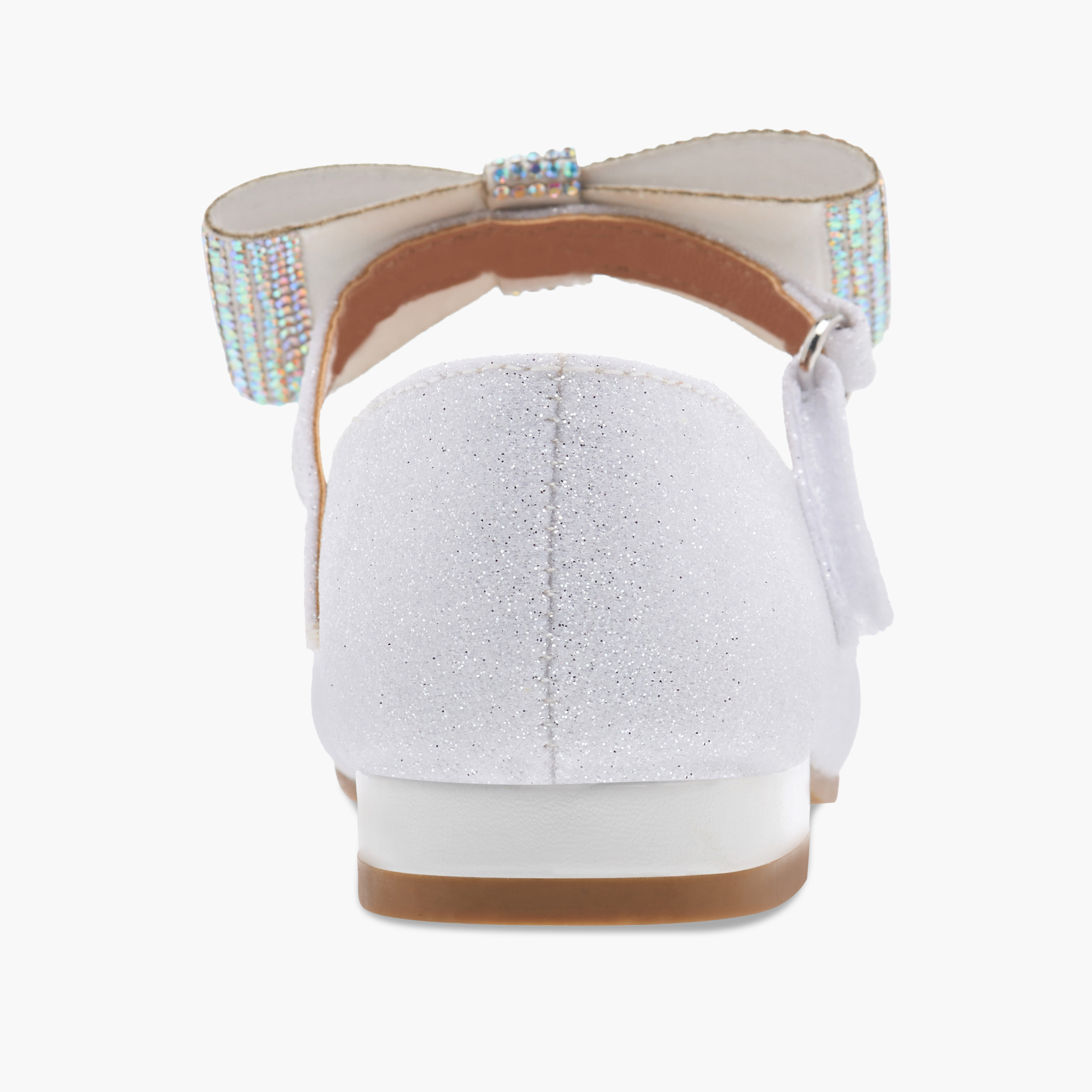 Flora Bella Bow Embellished Ballerina Shoes with Hook and Loop Closure-girls-shoes-ballerinas-image-5