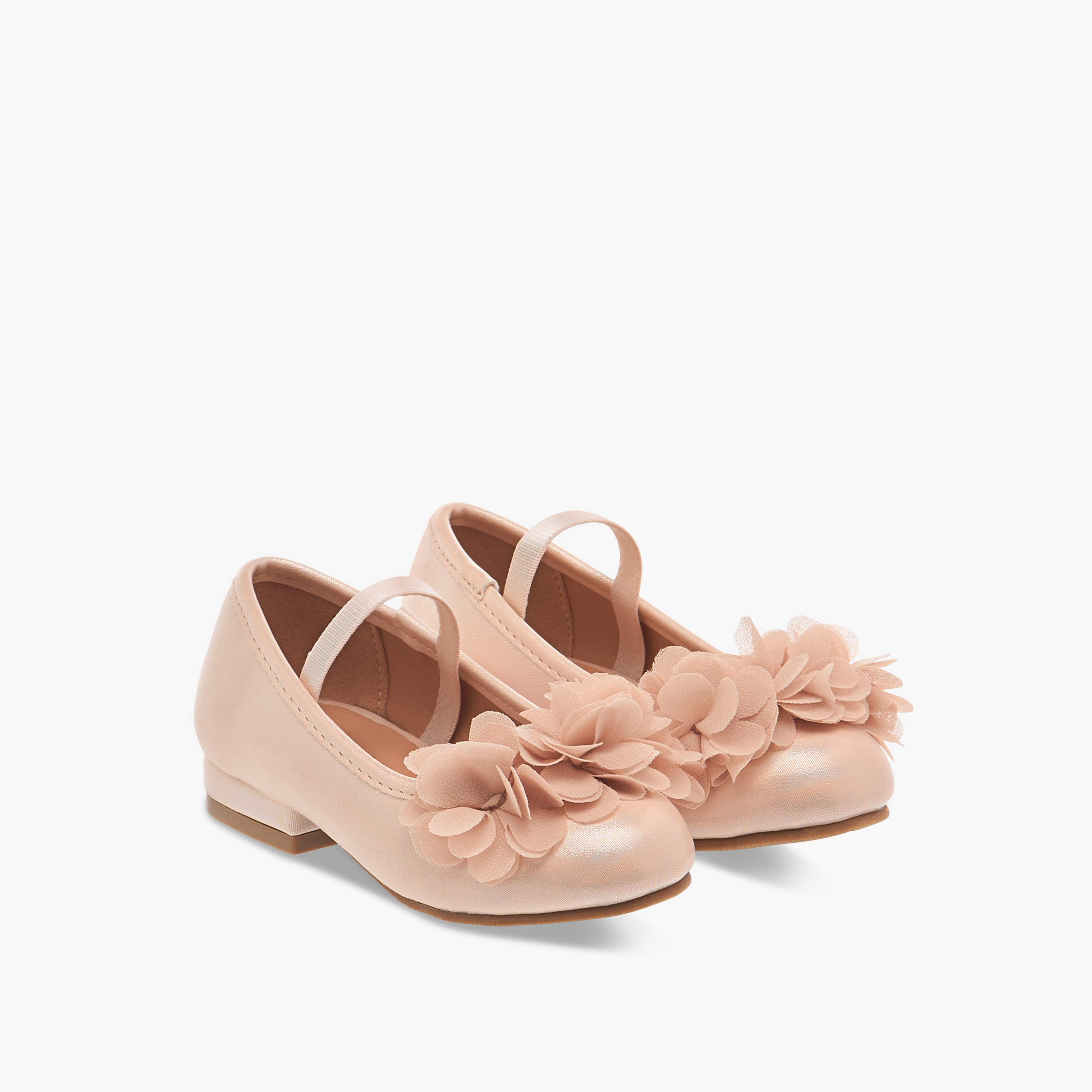 Flora Bella Flower Applique Ballerina Shoes with Elasticated Strap-girls-shoes-ballerinas-image-1