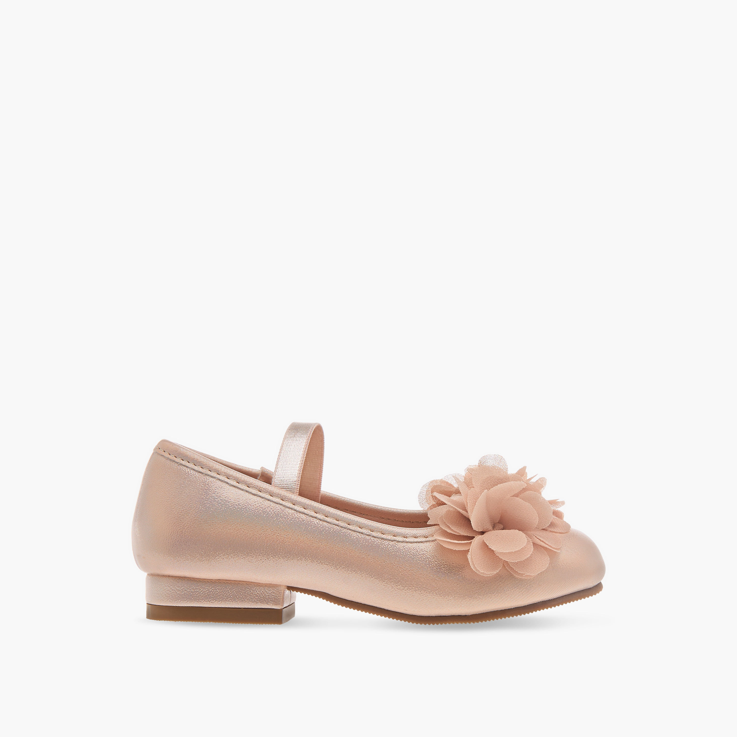 Flora Bella Flower Applique Ballerina Shoes with Elasticated Strap-girls-shoes-ballerinas-image-3