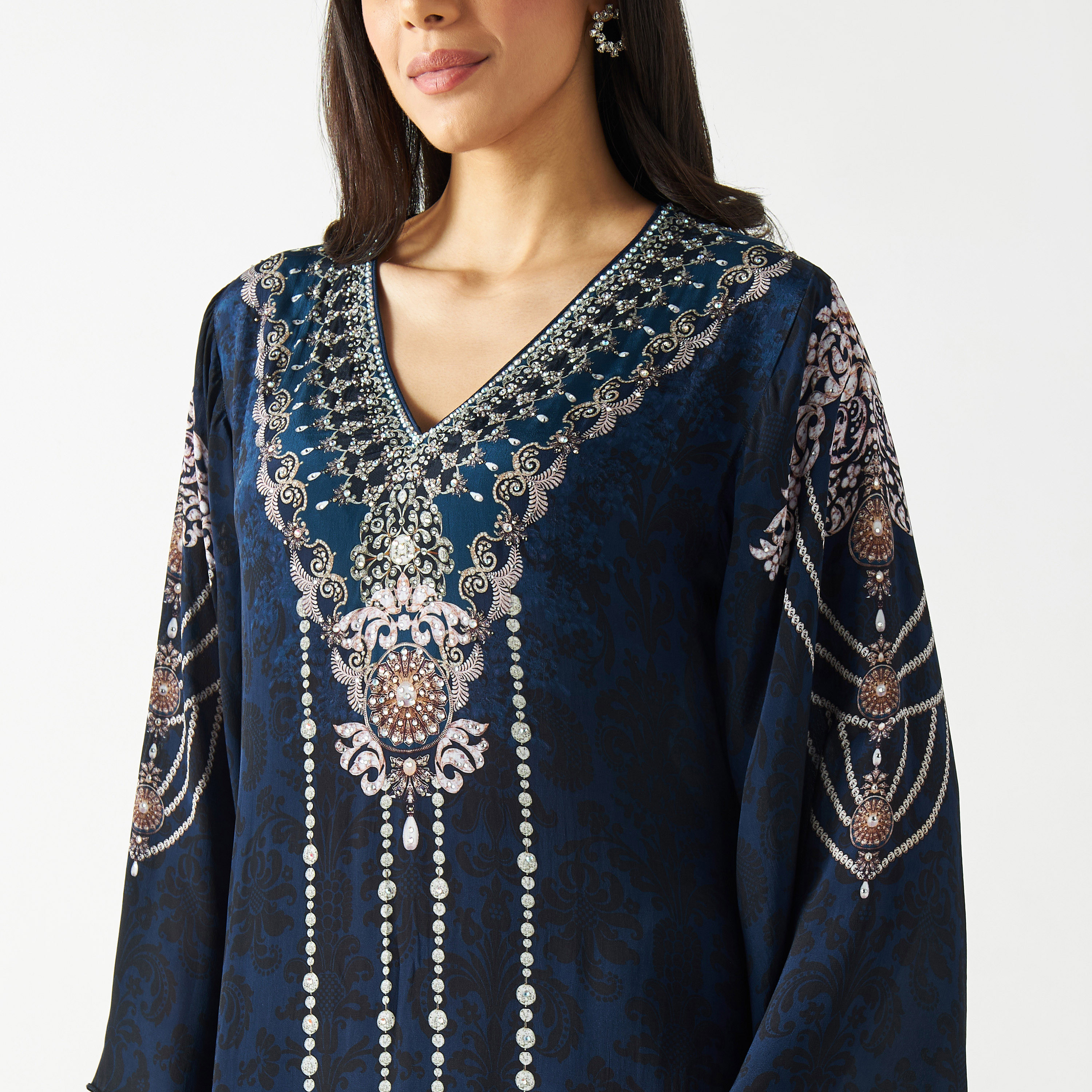 قطفان بطبعات وياقة V وأكمام واسعة-women-arabicclothing-kaftan-image-8