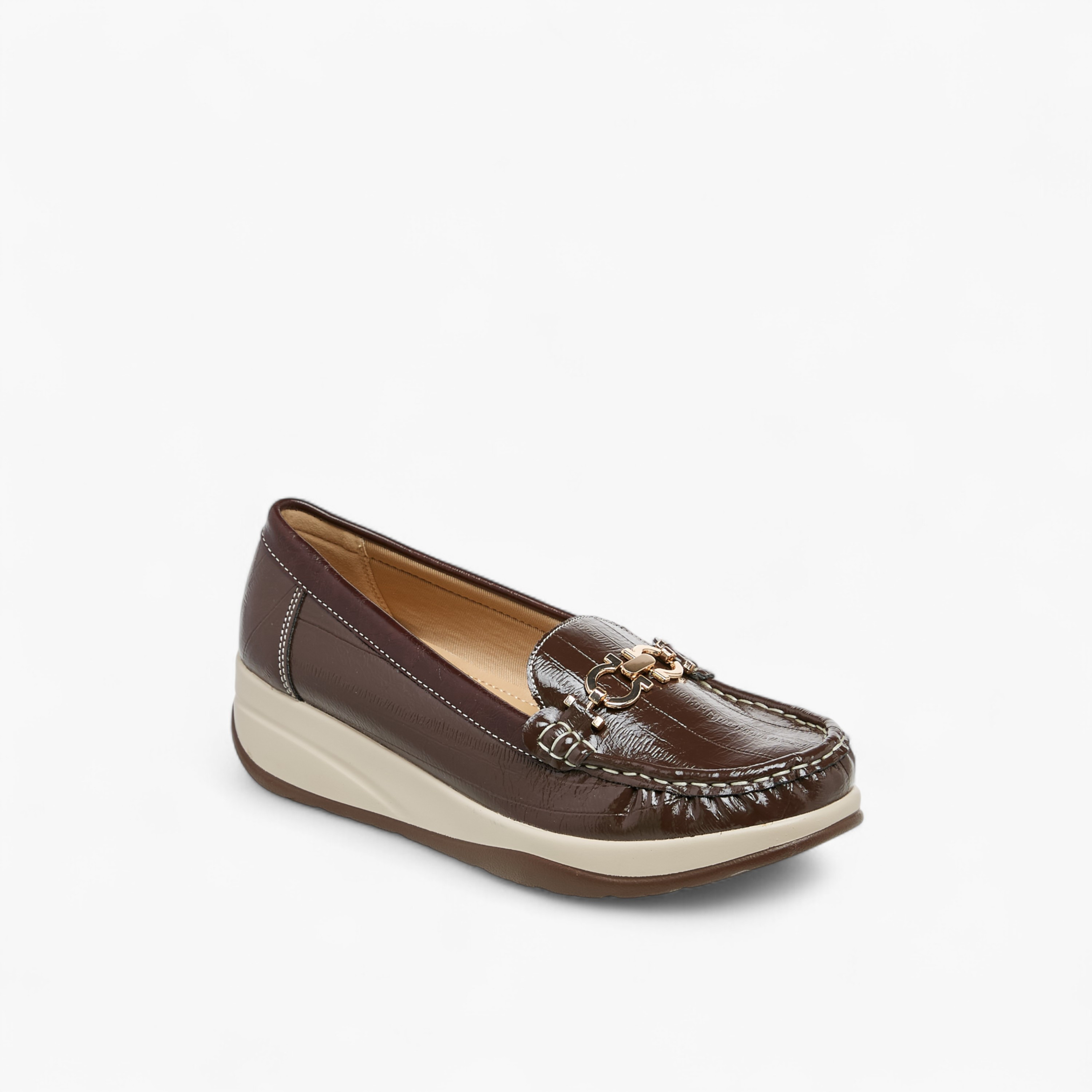 Le Confort Metallic Accent Slip-On Comfort Loafers with Wedge Heel-women-shoes-heels-image-2
