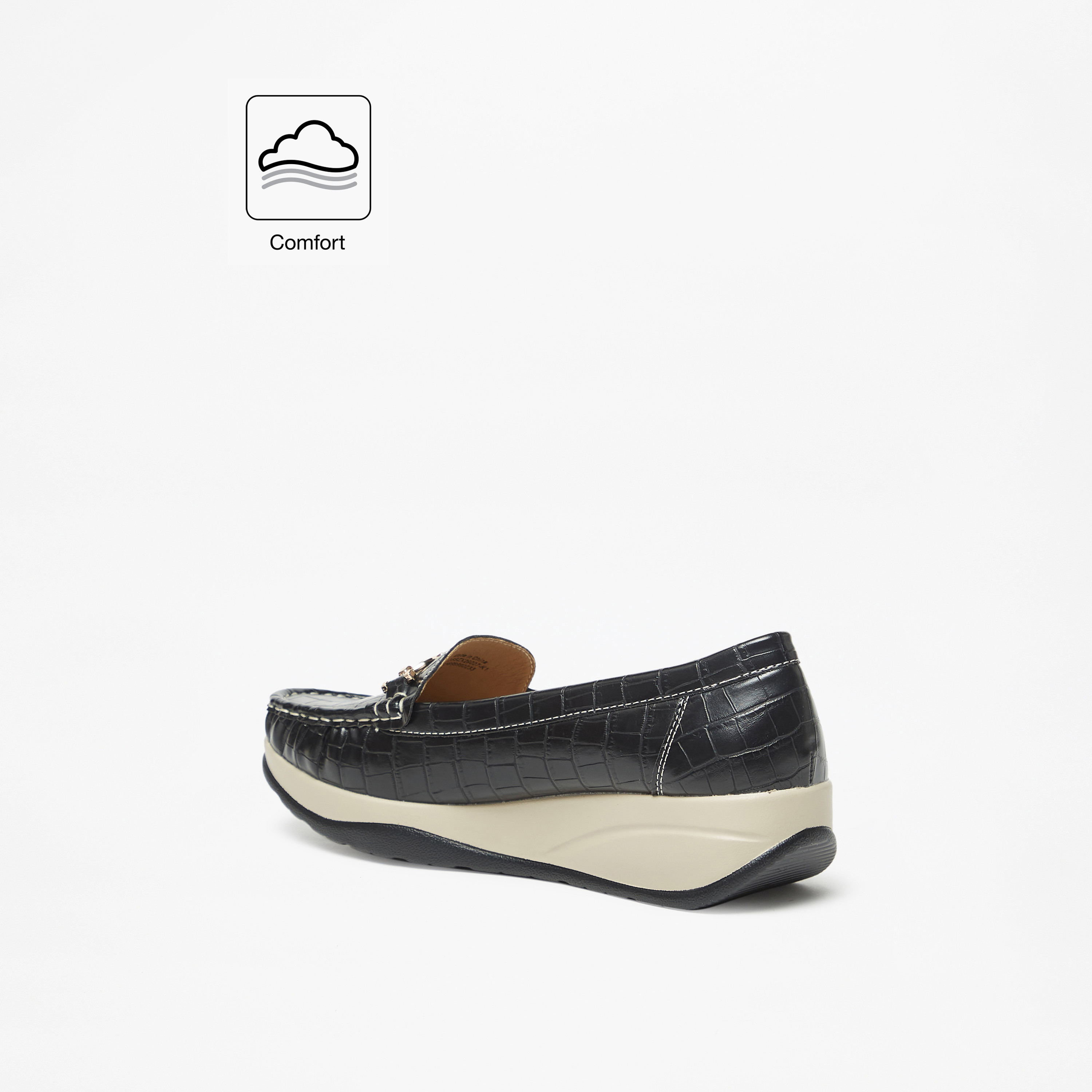 Le Confort Textured Slip-On Comfort Loafers with Metal Accent Detail-women-shoes-flats-loafers-image-2