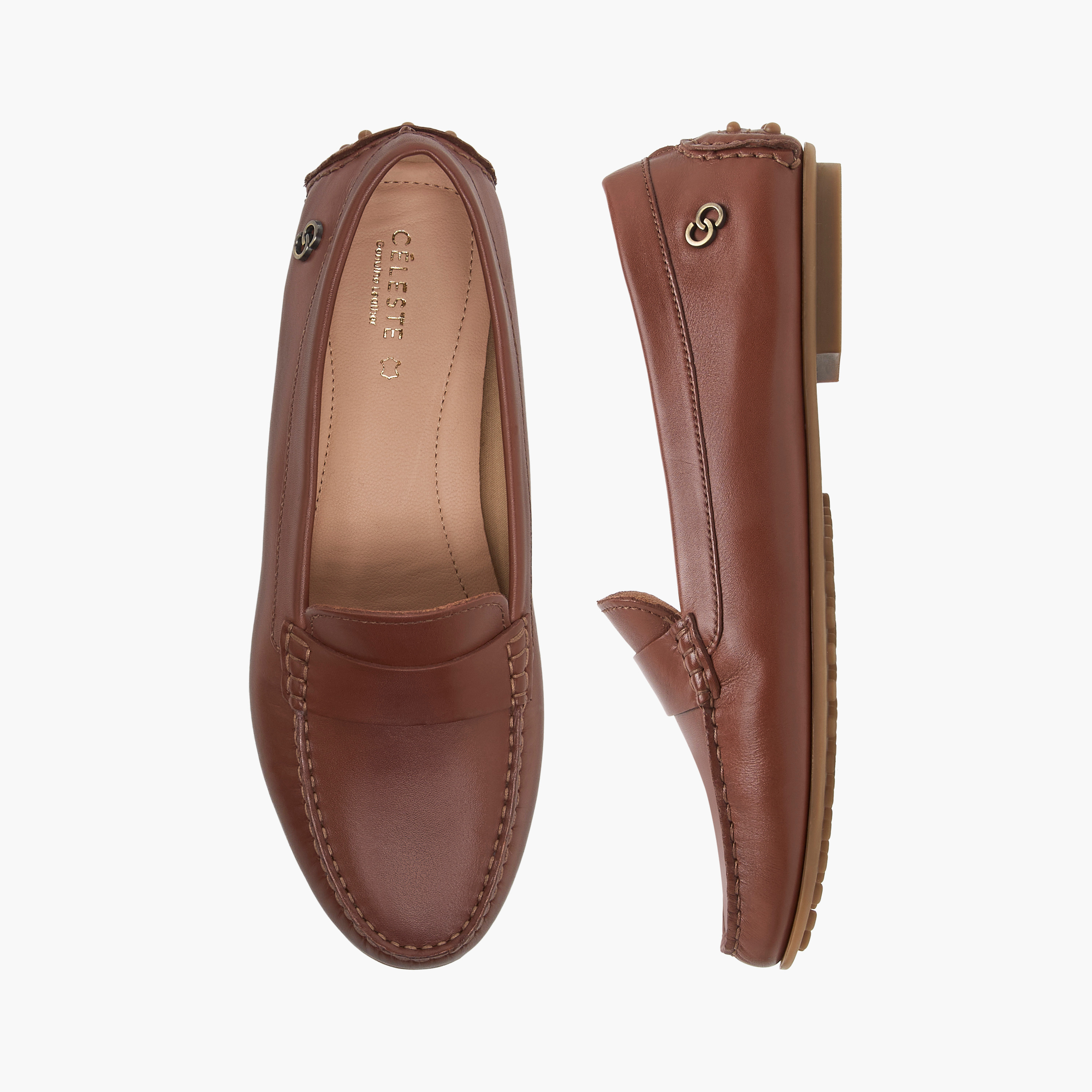 Celeste Women's Logo Accent Leather Slip-On Loafers-women-shoes-flats-loafers-image-1