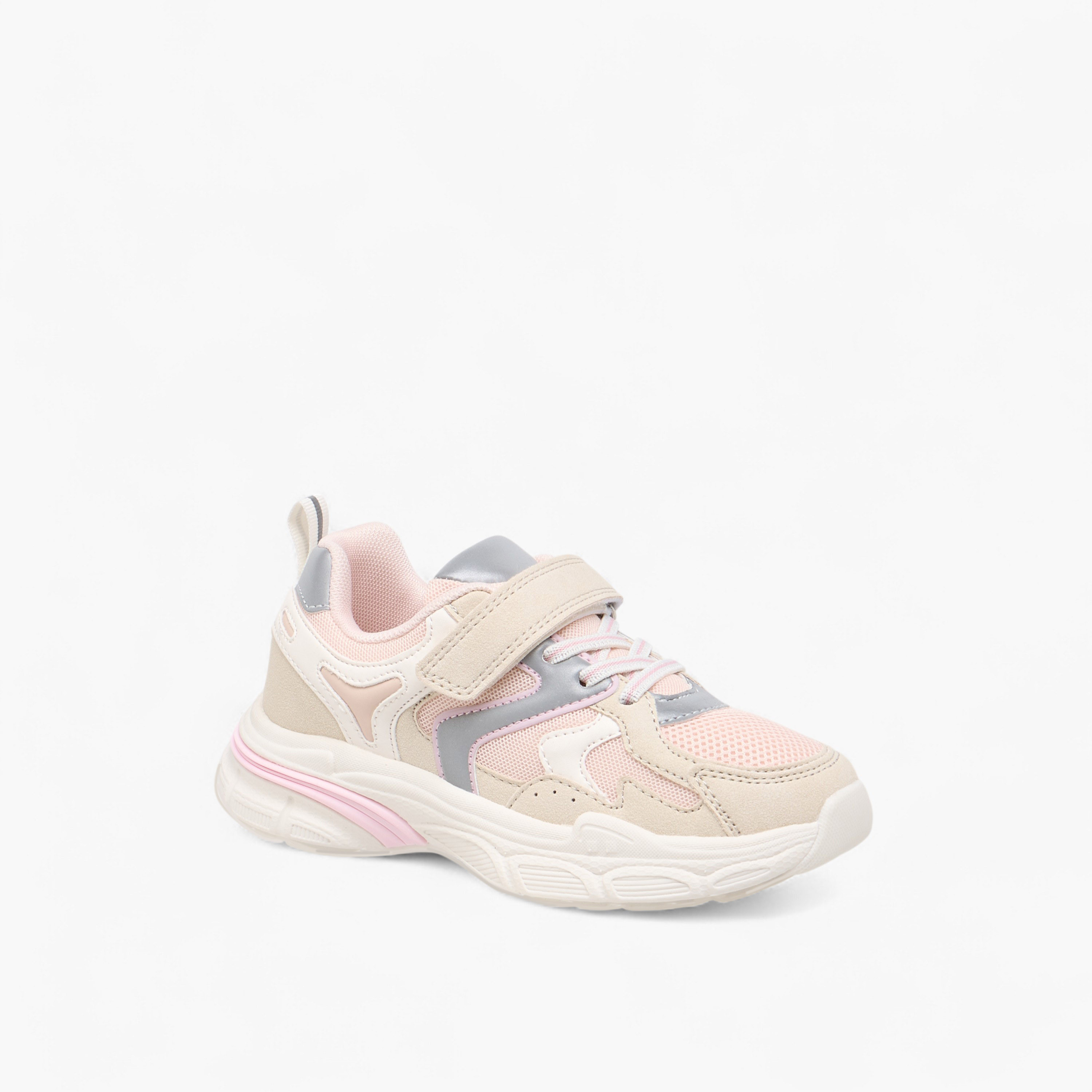 Little Missy Panelled Sneakers with Hook and Loop Closure-girls-shoes-sneakers-image-2